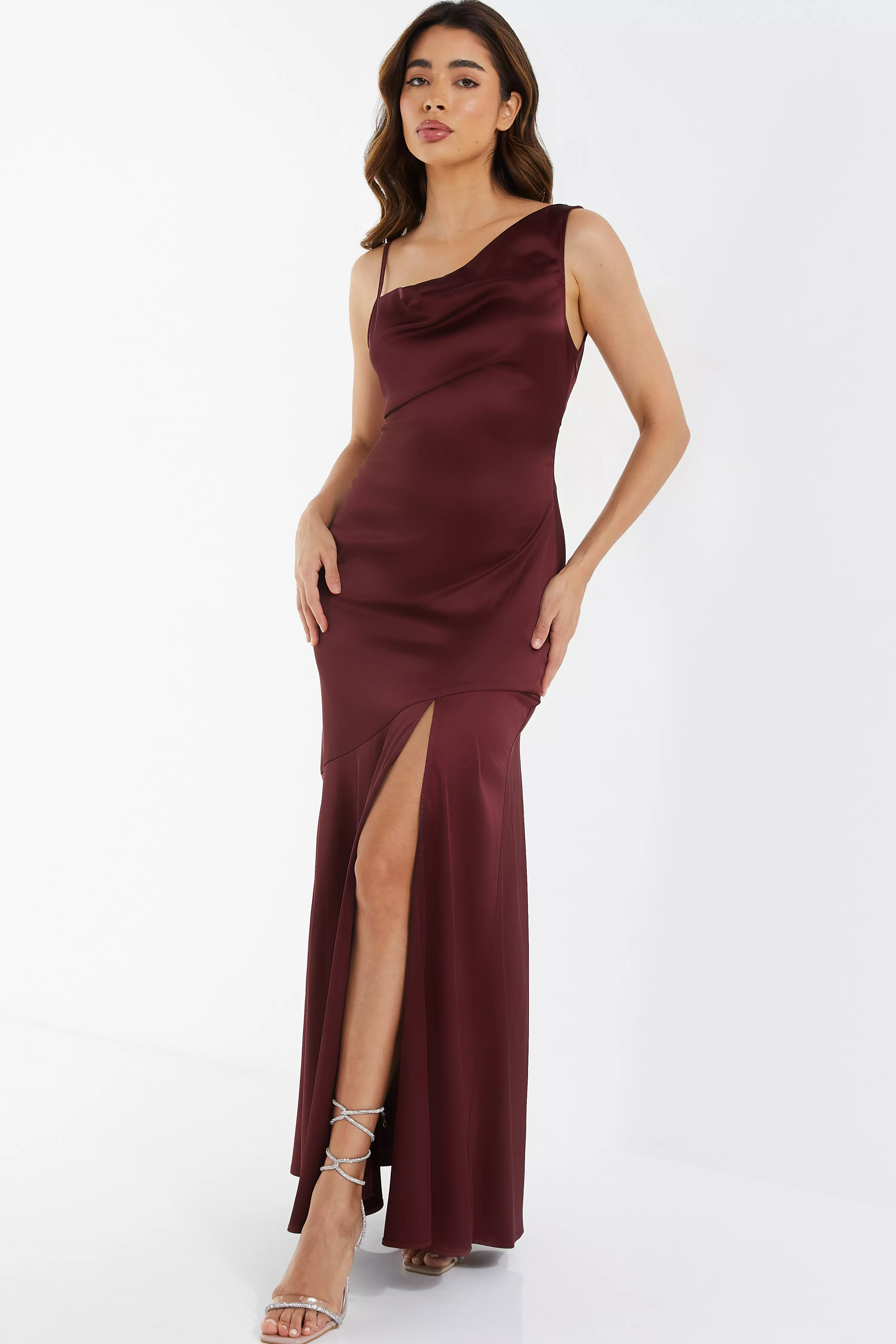 Berry Satin Maxi Dress