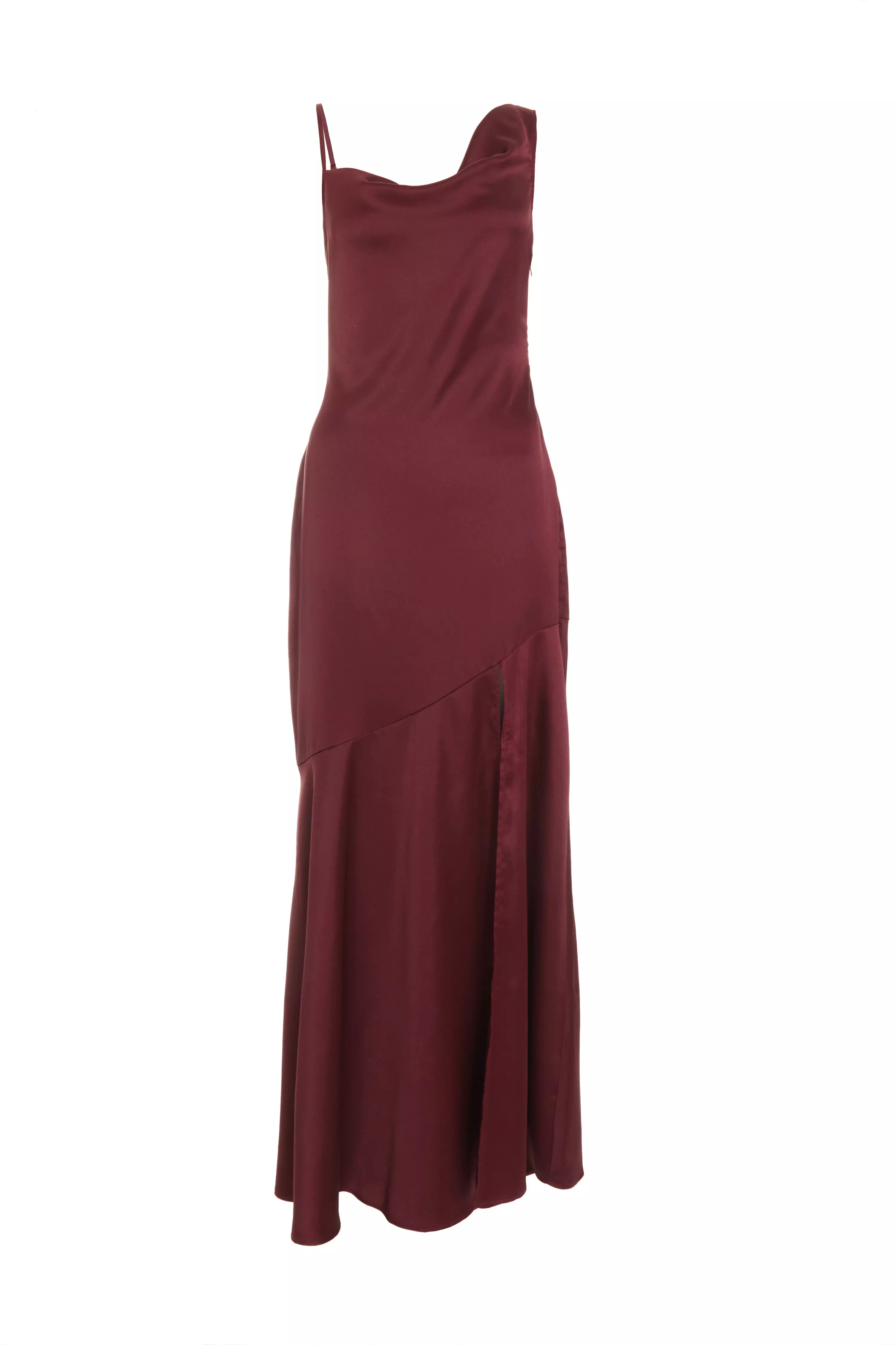 Dark Red Satin Maxi Dress