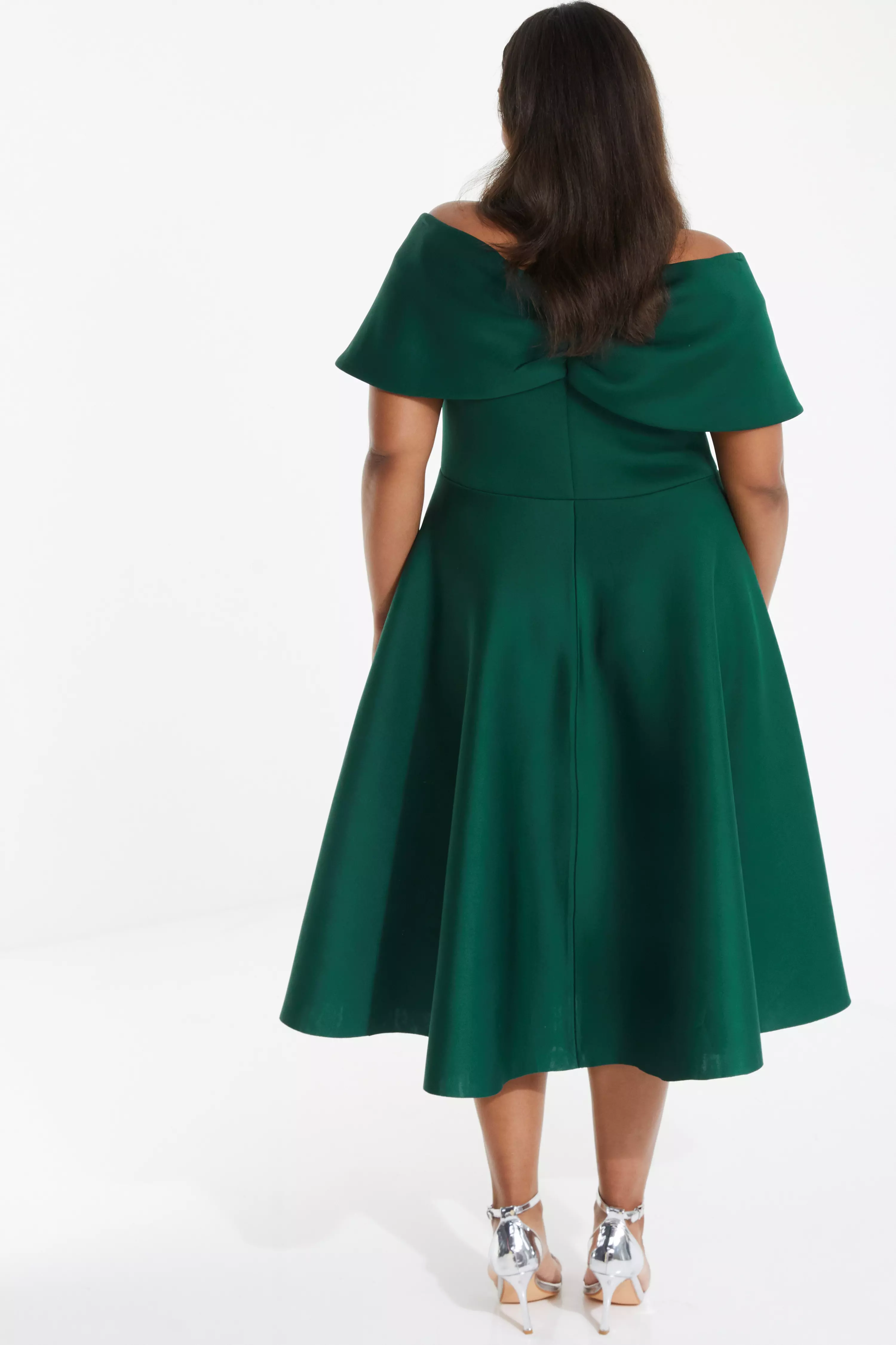 Curve Bottle Green Midi Skater Dress