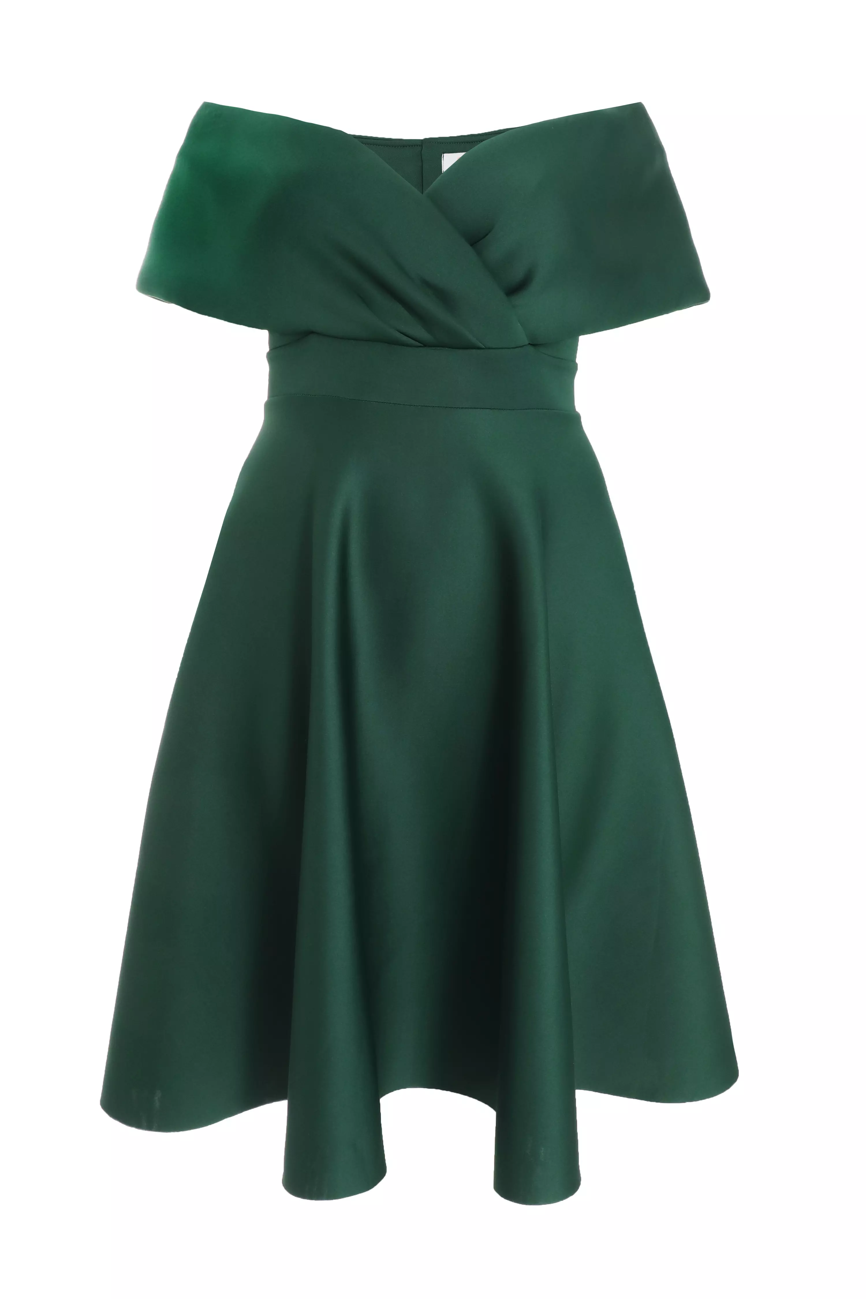 Curve Bottle Green Midi Skater Dress