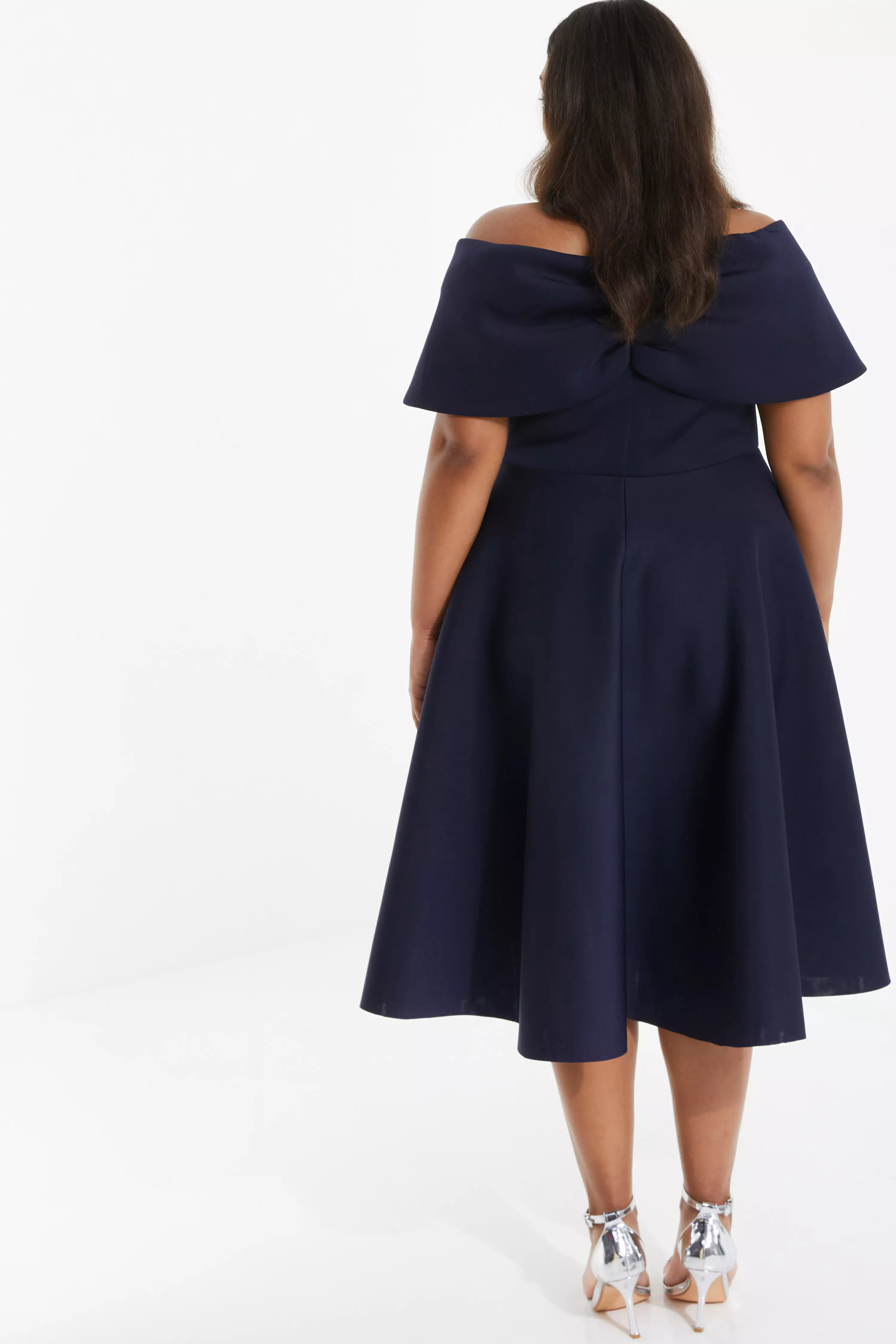 Curve Navy Midi Skater Dress