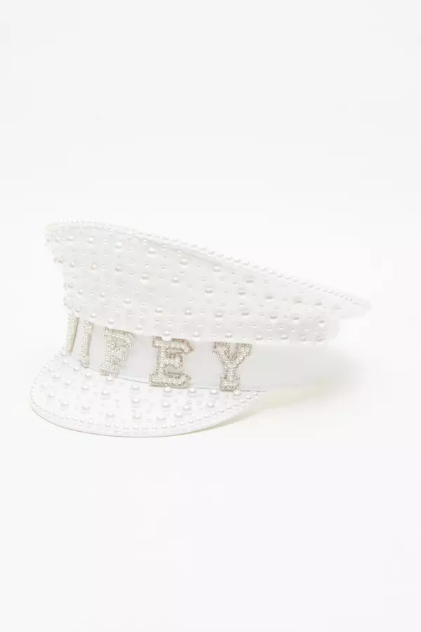 White Pearl 'Wifey' Hat