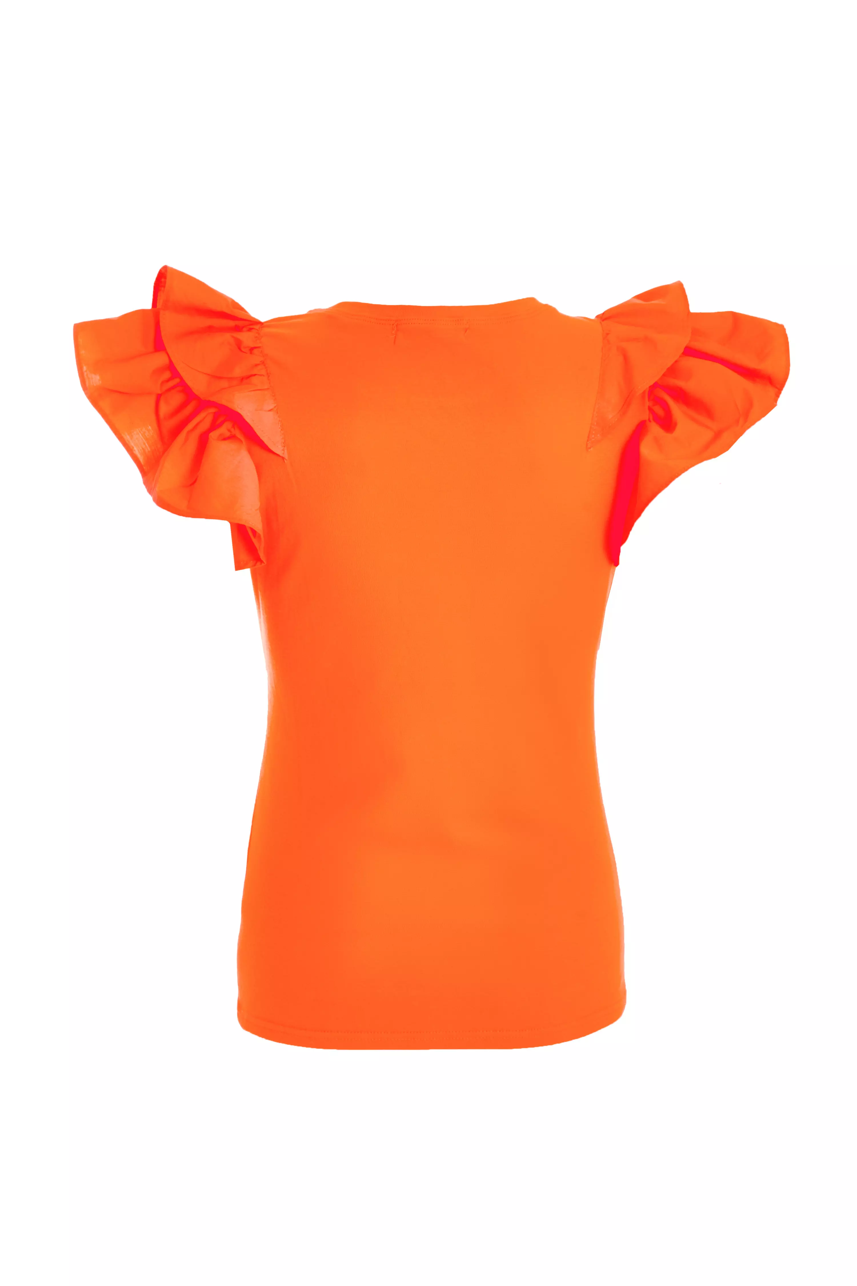 Orange Double Frill Sleeve Top