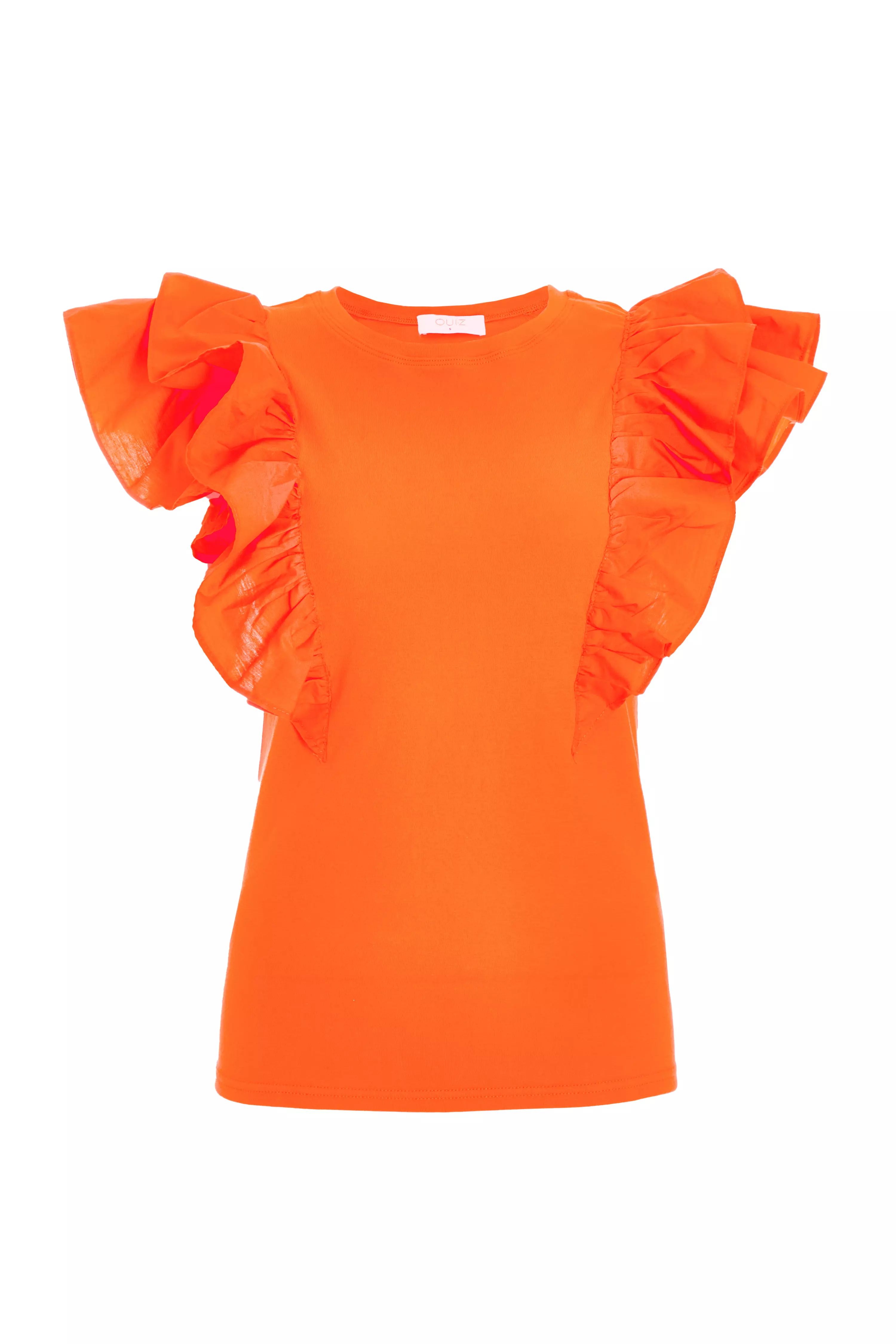 Orange Double Frill Sleeve Top