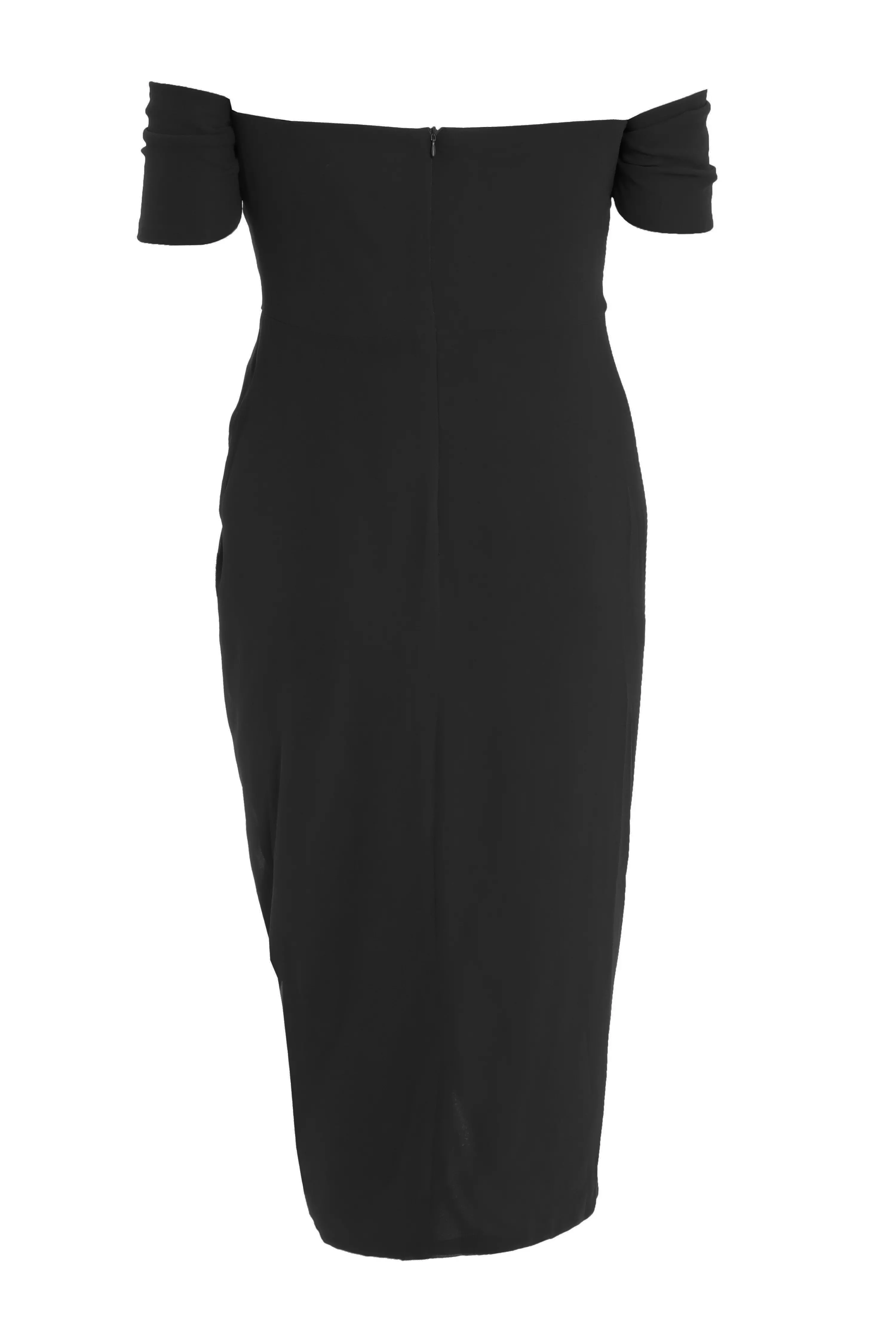 Curve Black Chiffon Bardot Midi Dress