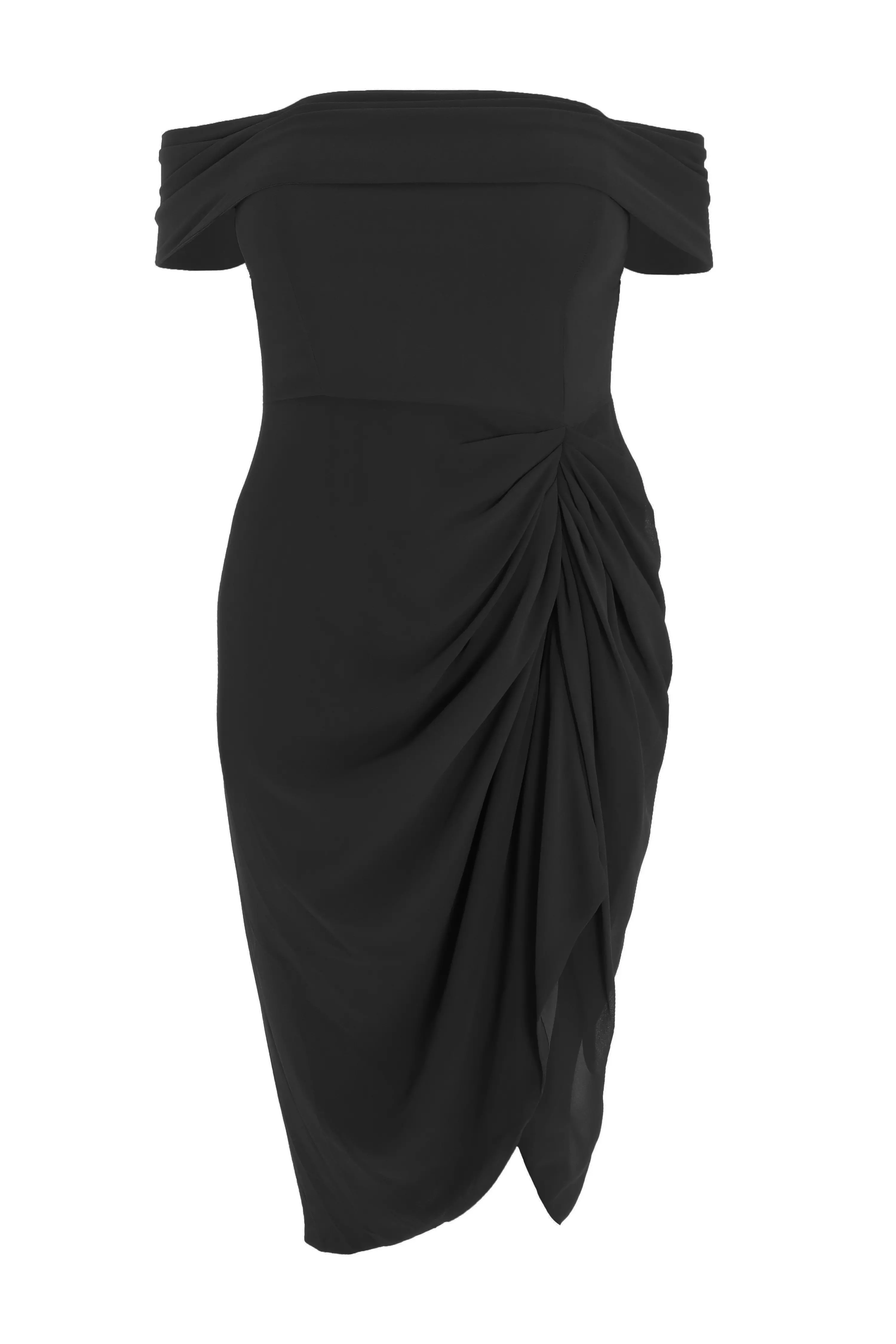 Curve Black Chiffon Bardot Midi Dress