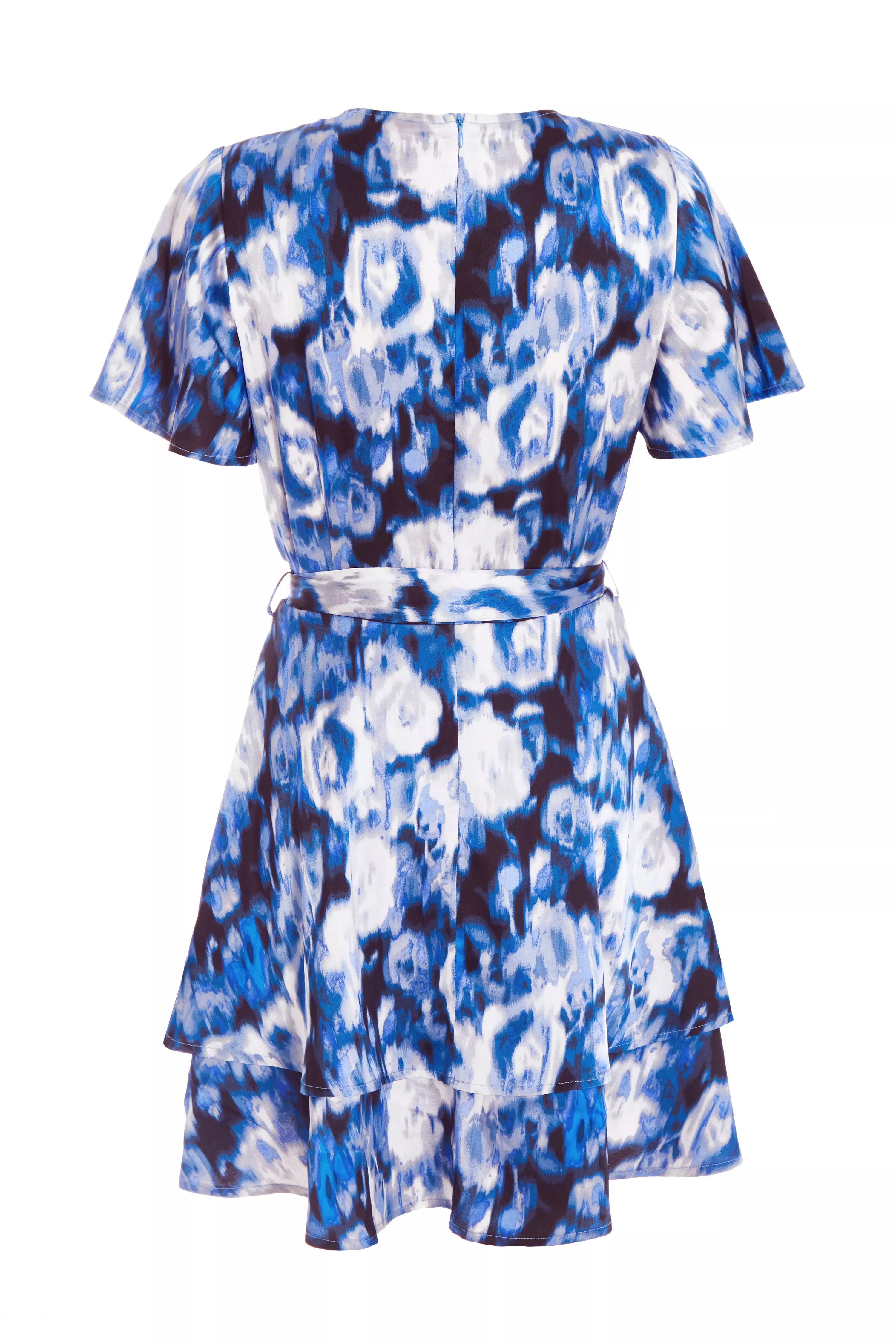 Blue Smudge Print Skater Mini Dress