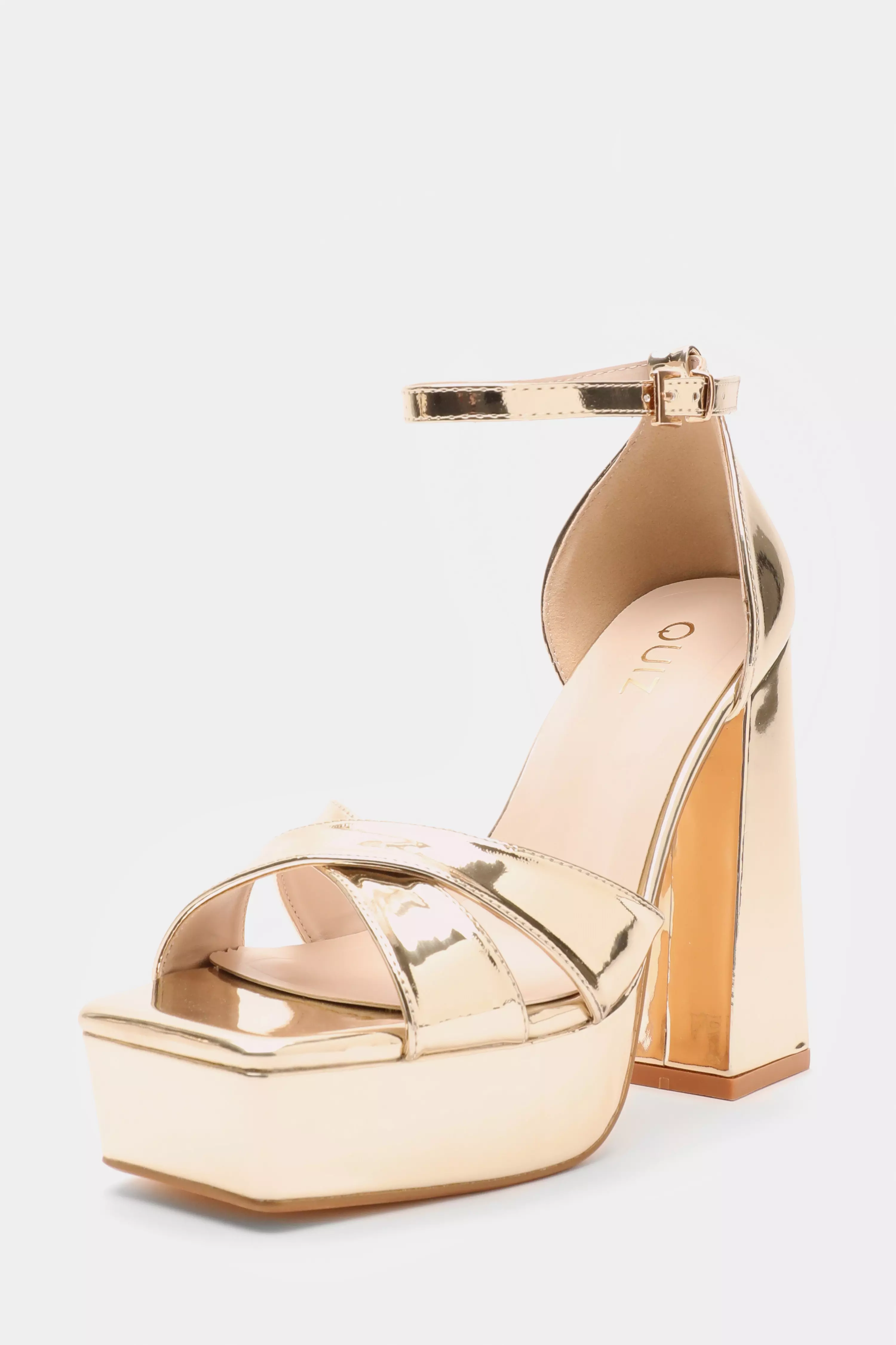 Gold Mirrored Platform Heels