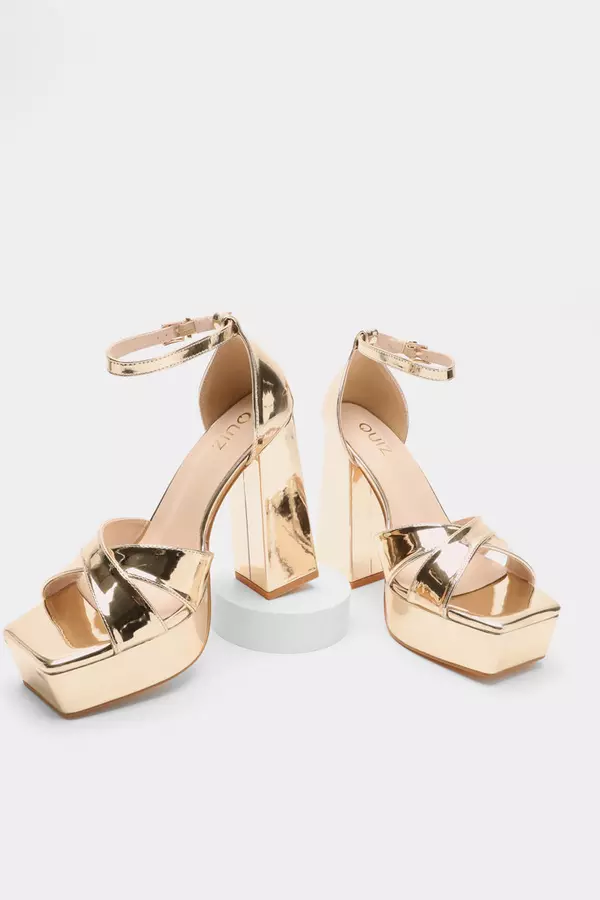 Gold Mirrored Platform Heels