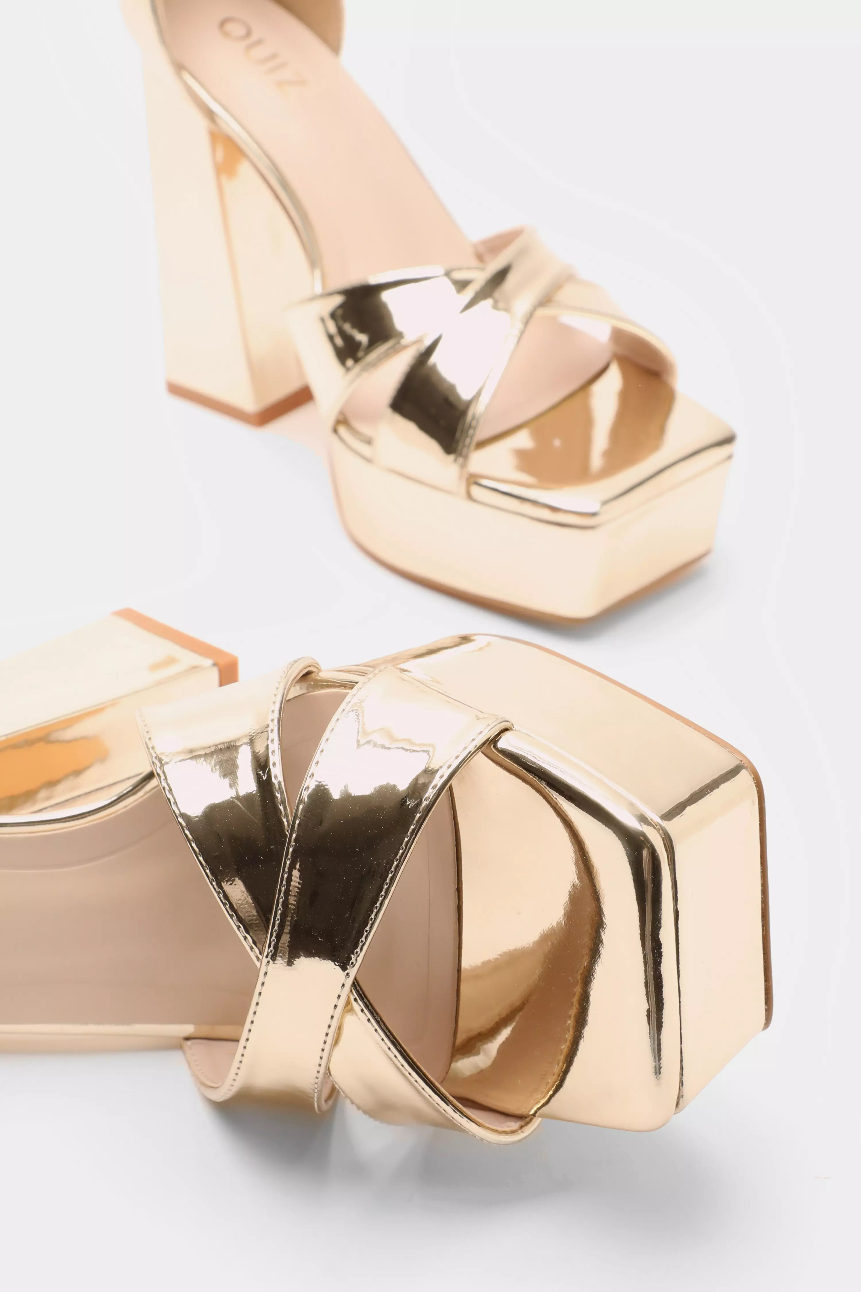 Gold Mirrored Platform Heels