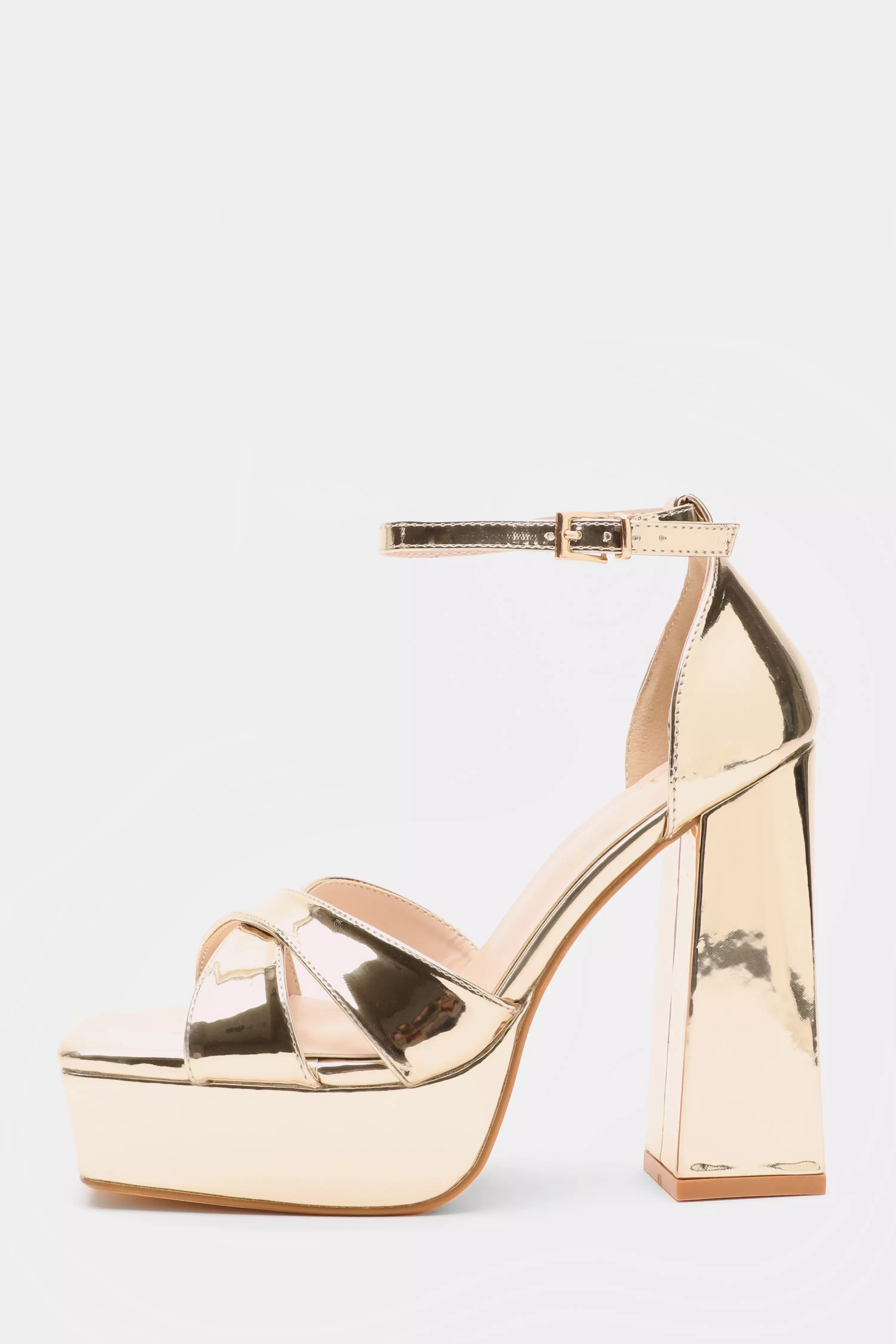 Gold Mirrored Platform Heels