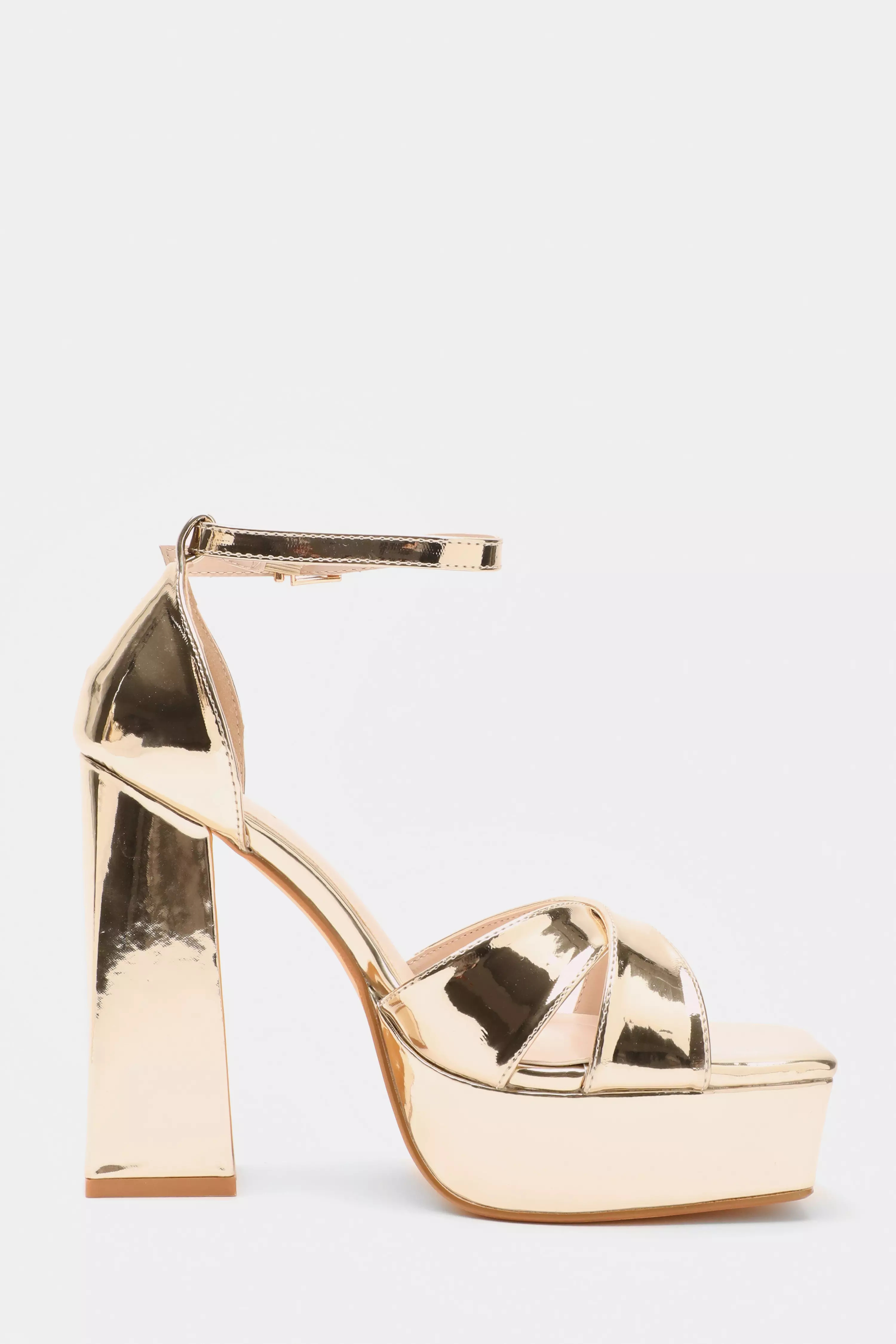 Gold Mirrored Platform Heels