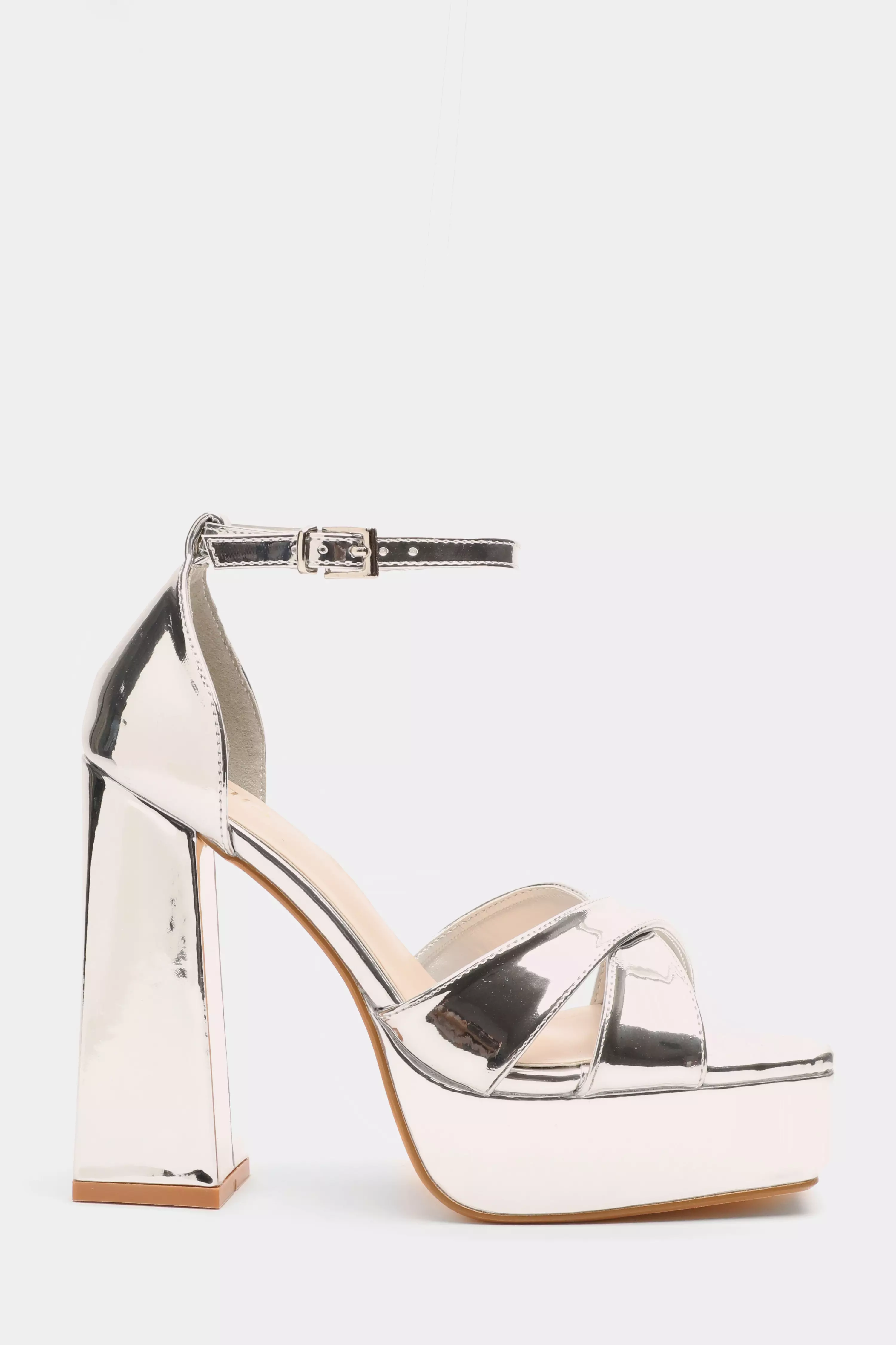 Silver Mirrored Platform Heels