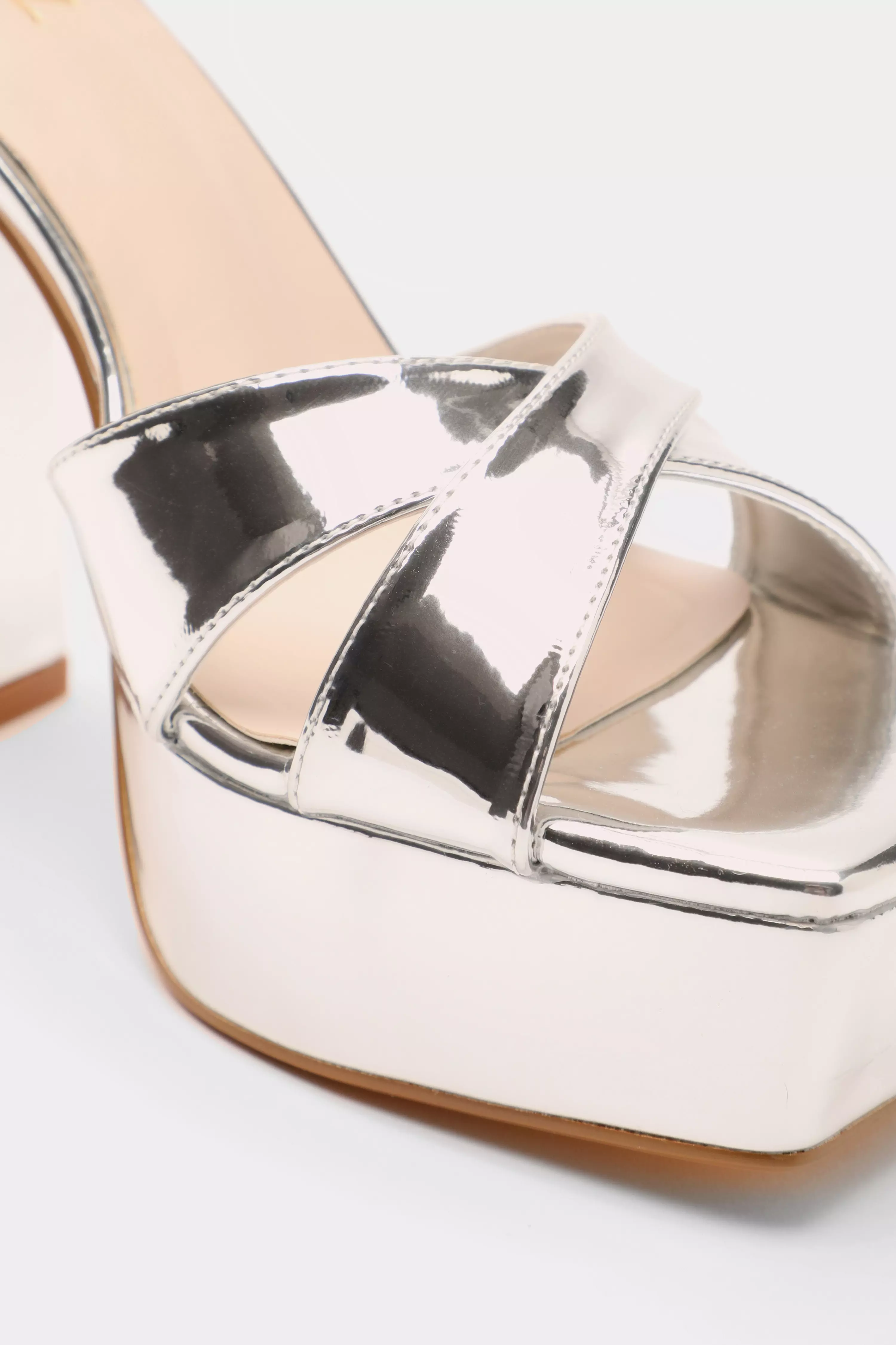 Silver Mirrored Platform Heels