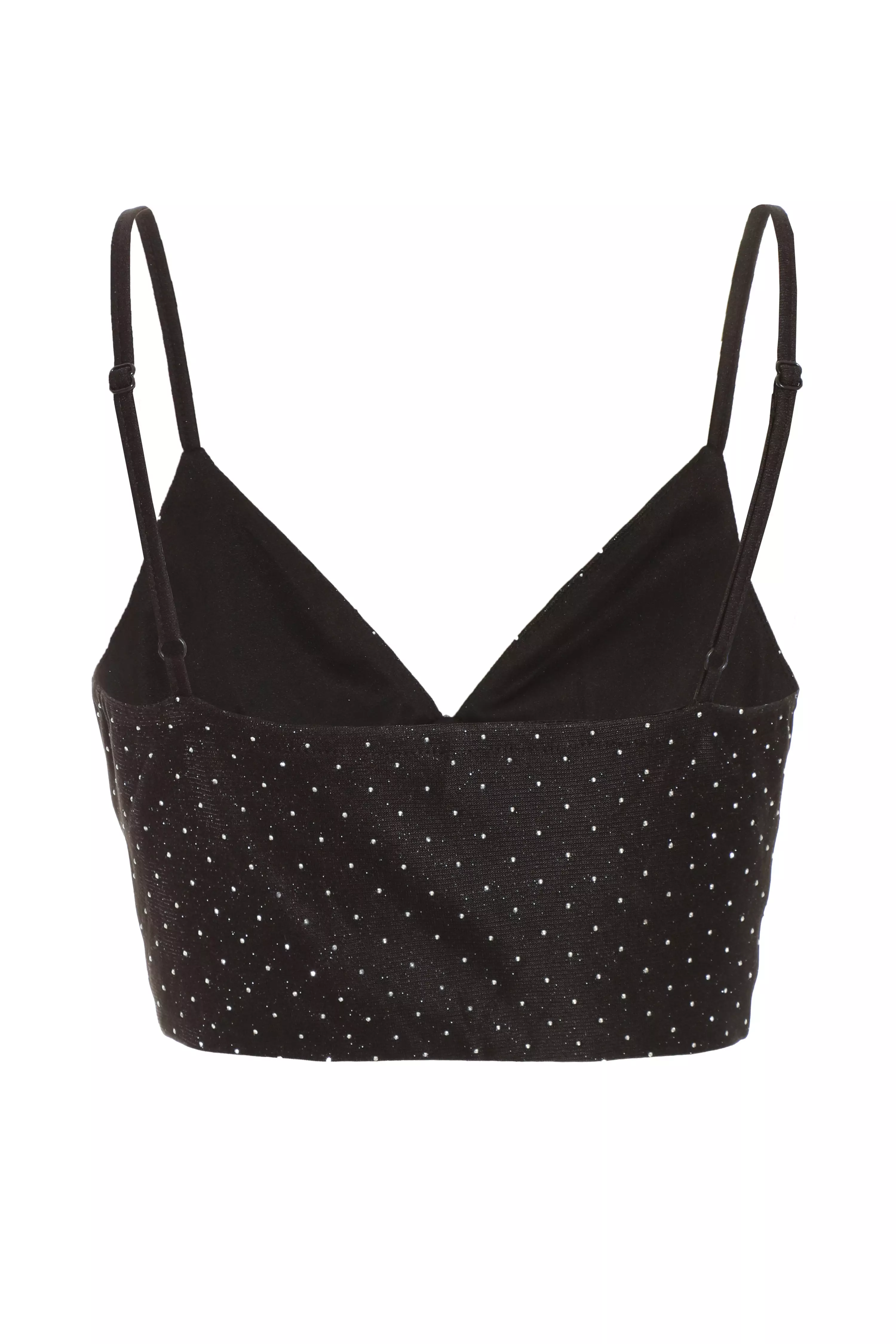 Black Diamante Crop Top