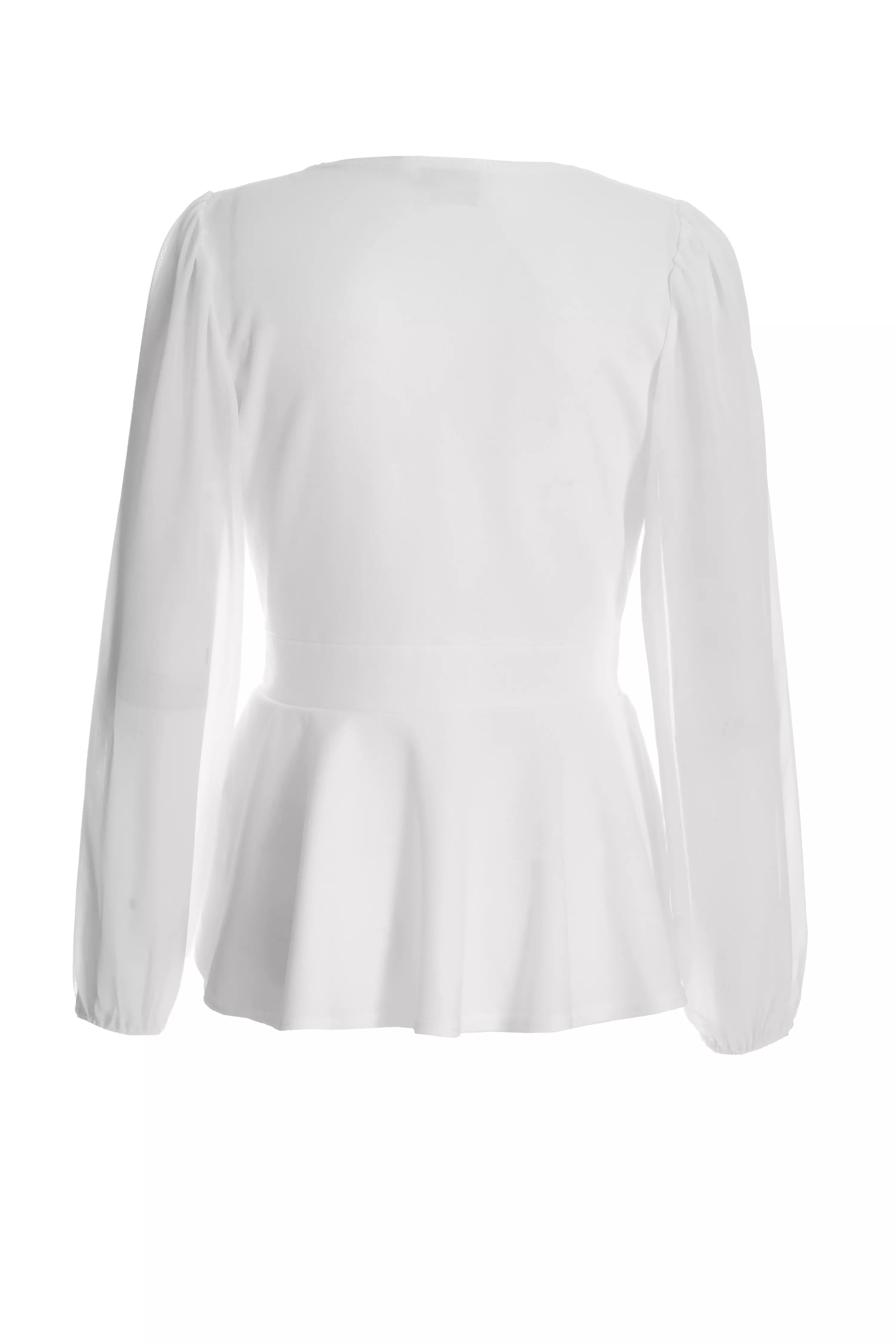 Cream Chiffon Buckle Peplum Top