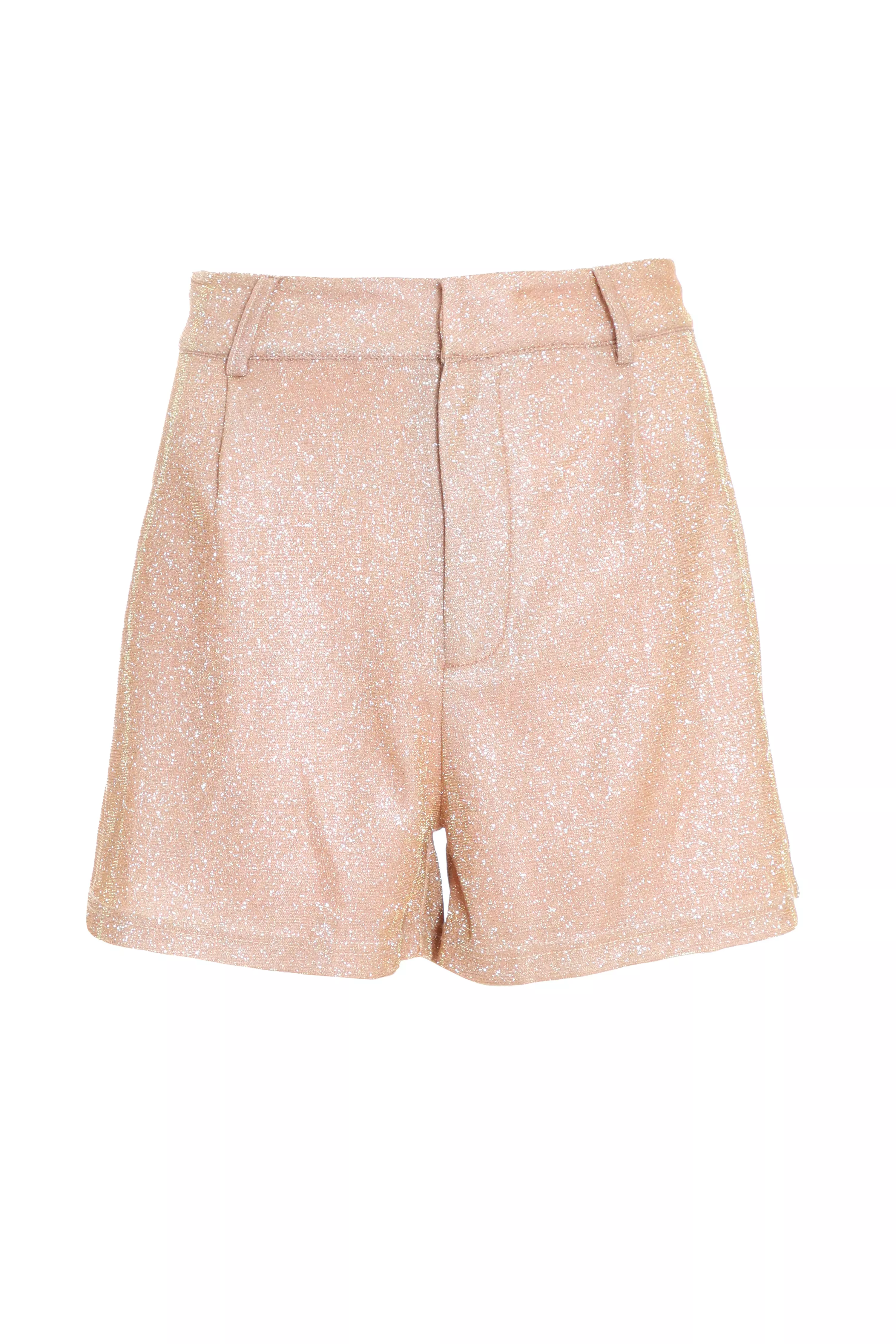 Champagne Glitter Tailored Shorts