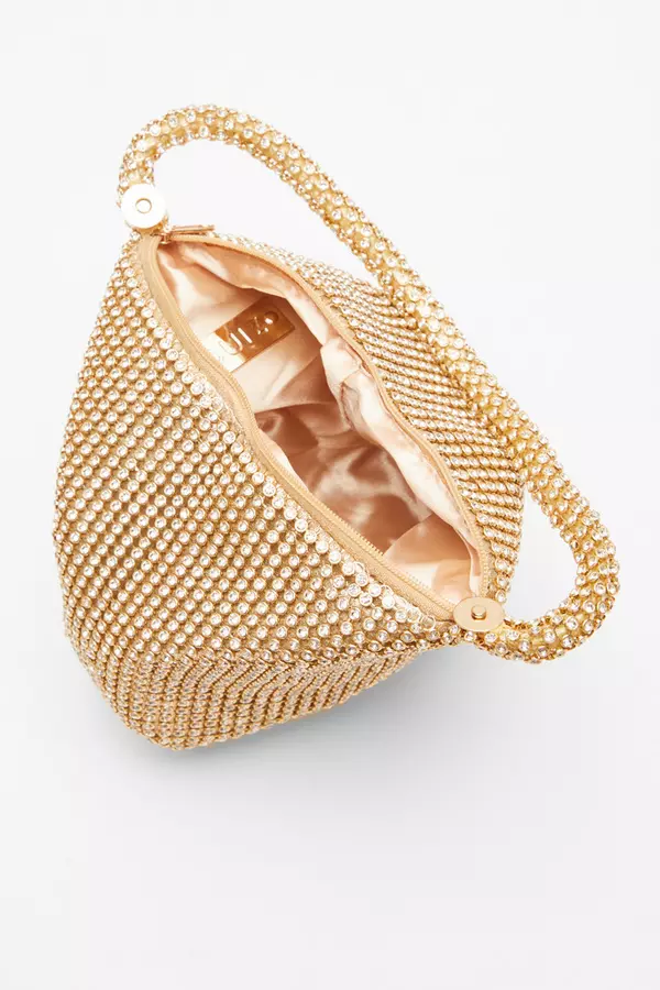 Gold Diamante Pouch Bag
