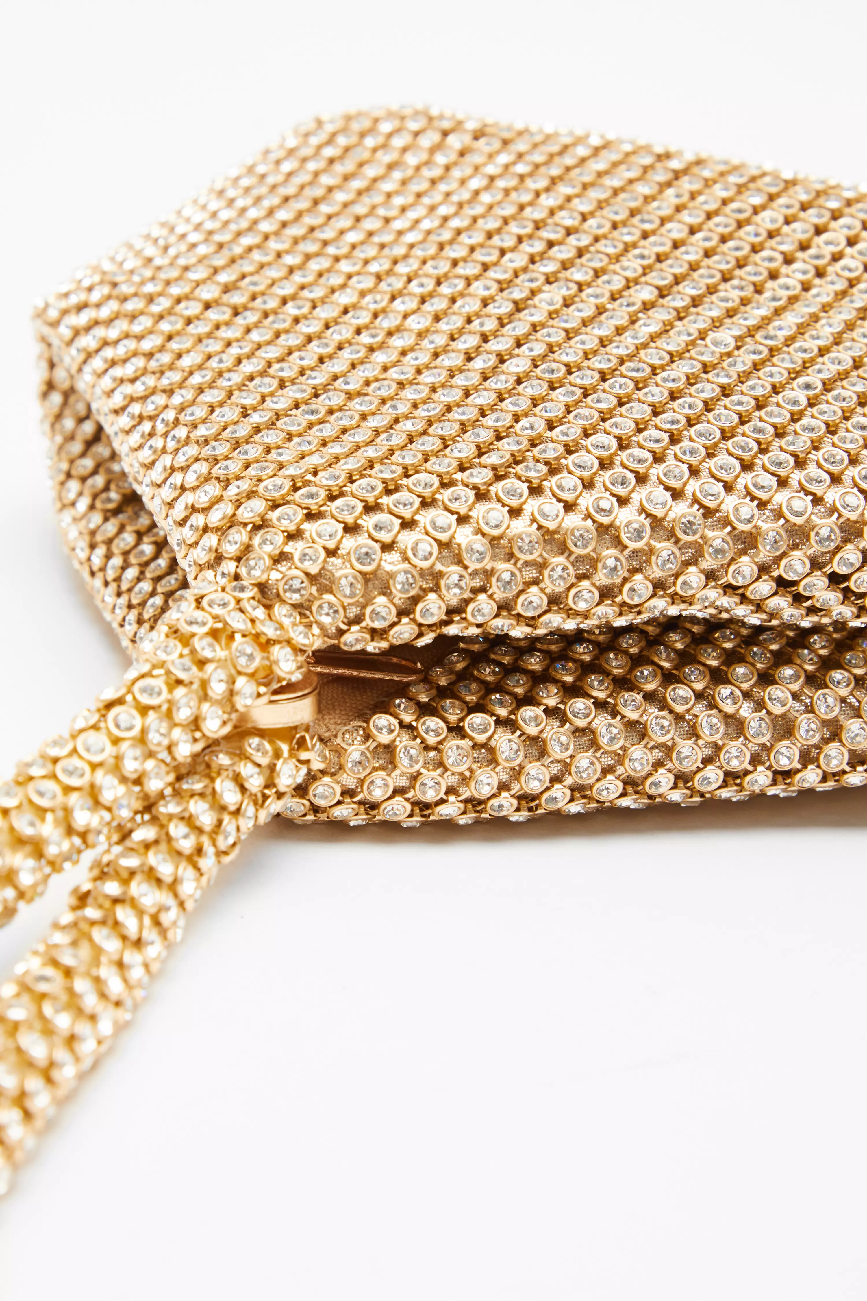 Gold Diamante Pouch Bag