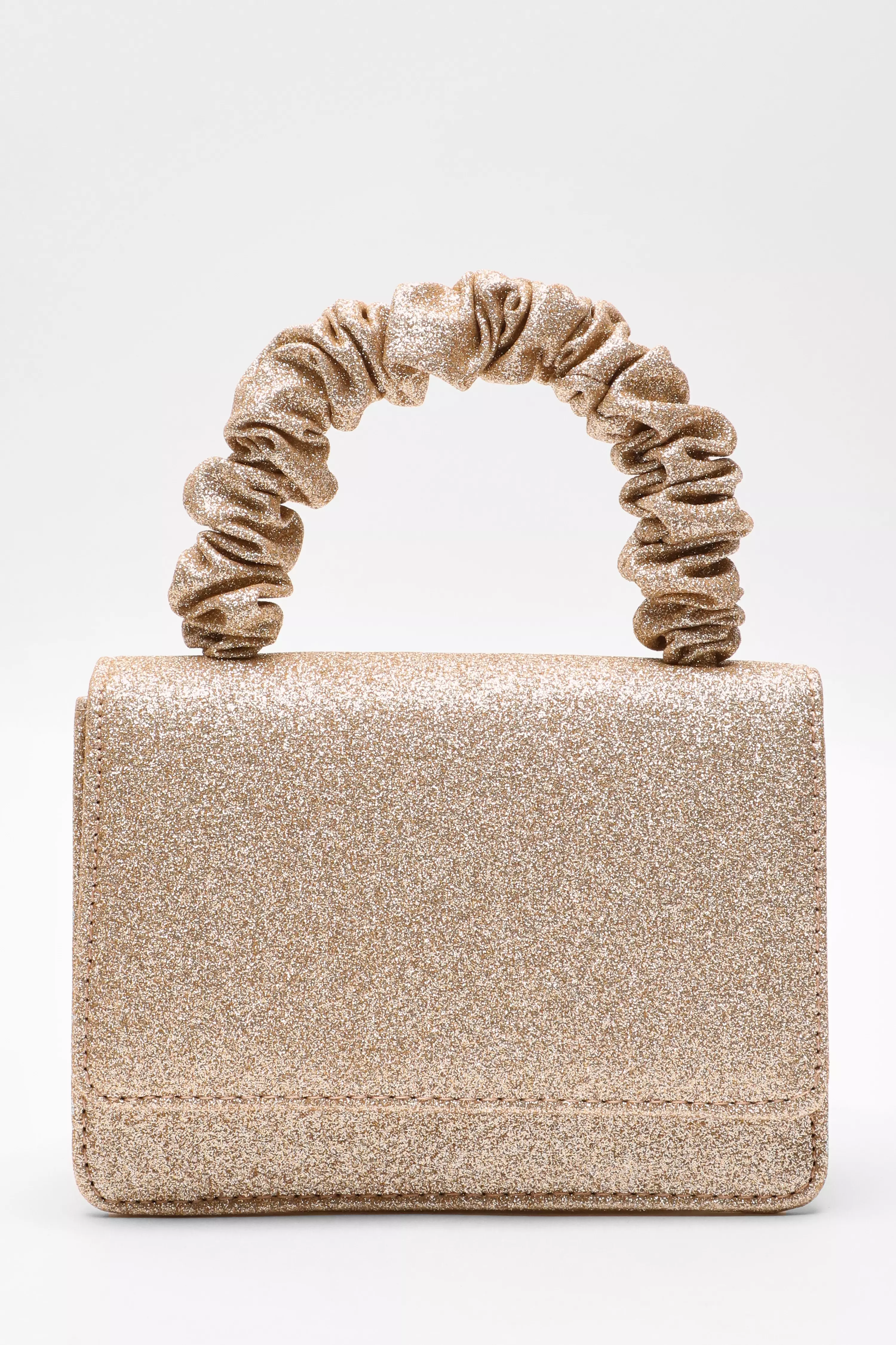 Gold Glitter Mini Ruched Bag