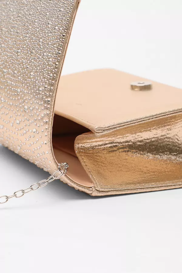 Gold Diamante Clutch Bag