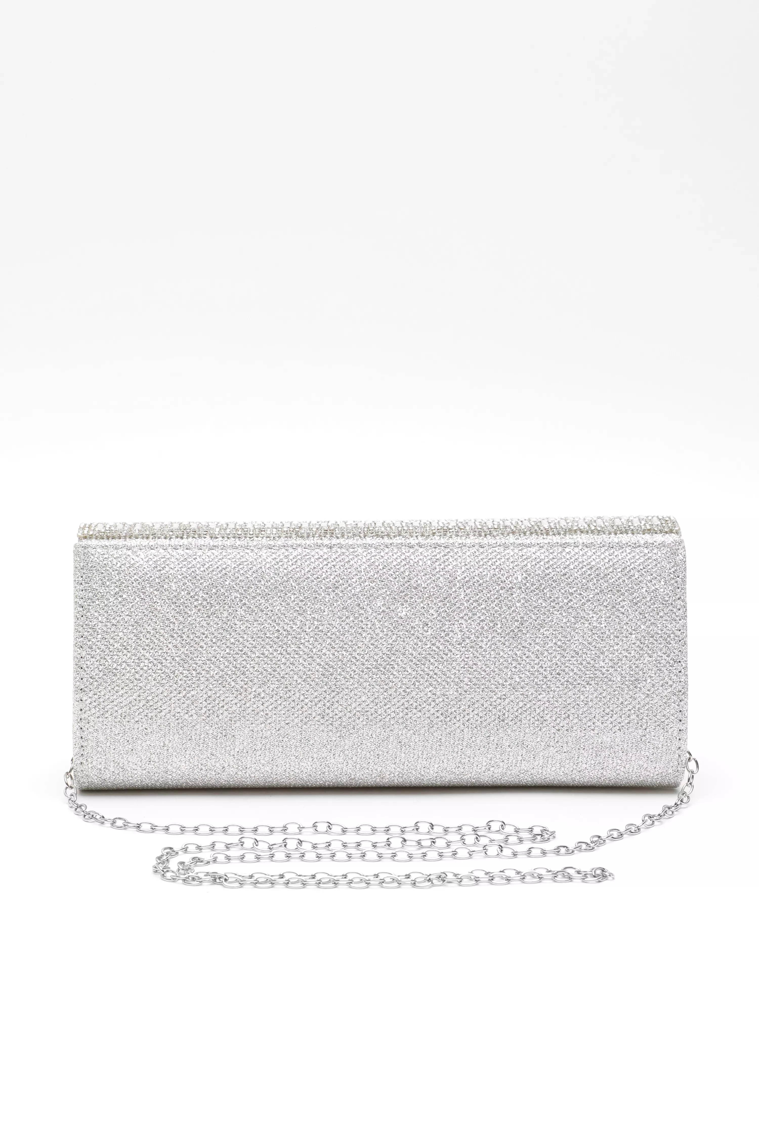 Silver diamante clutch discount bag