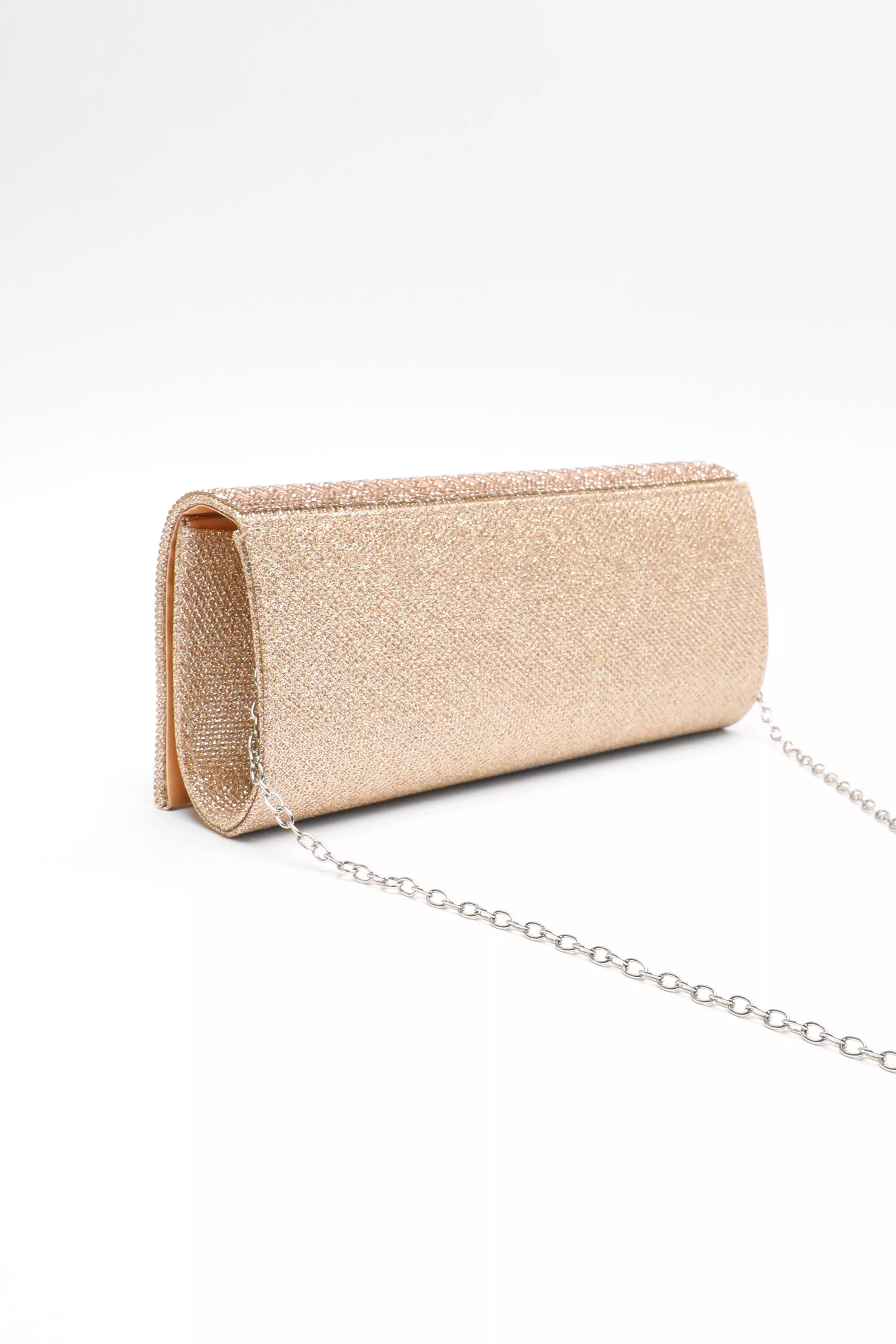 Rose gold discount shimmer clutch bag