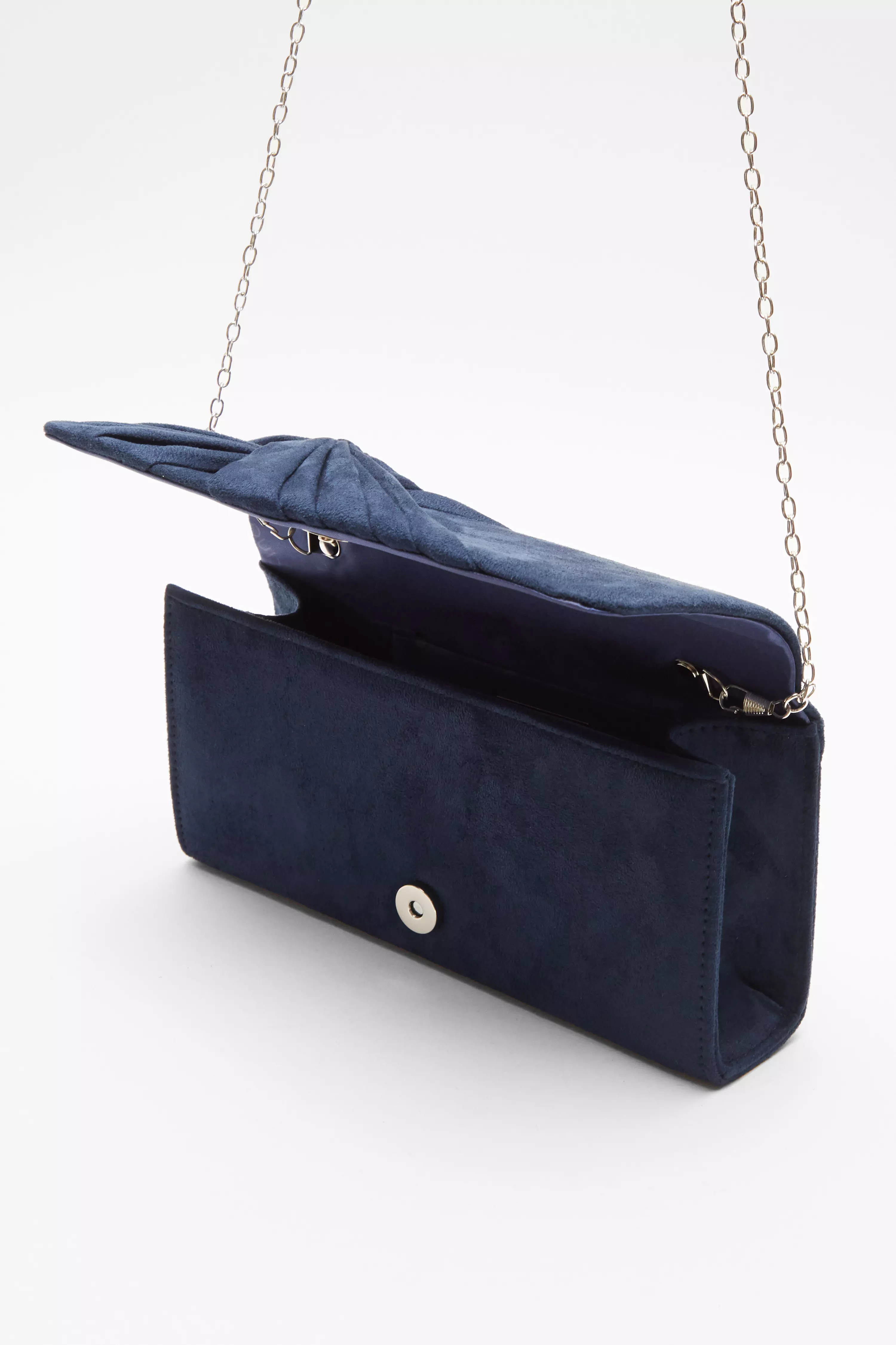 Navy Faux Suede Twist Clutch QUIZ Clothing