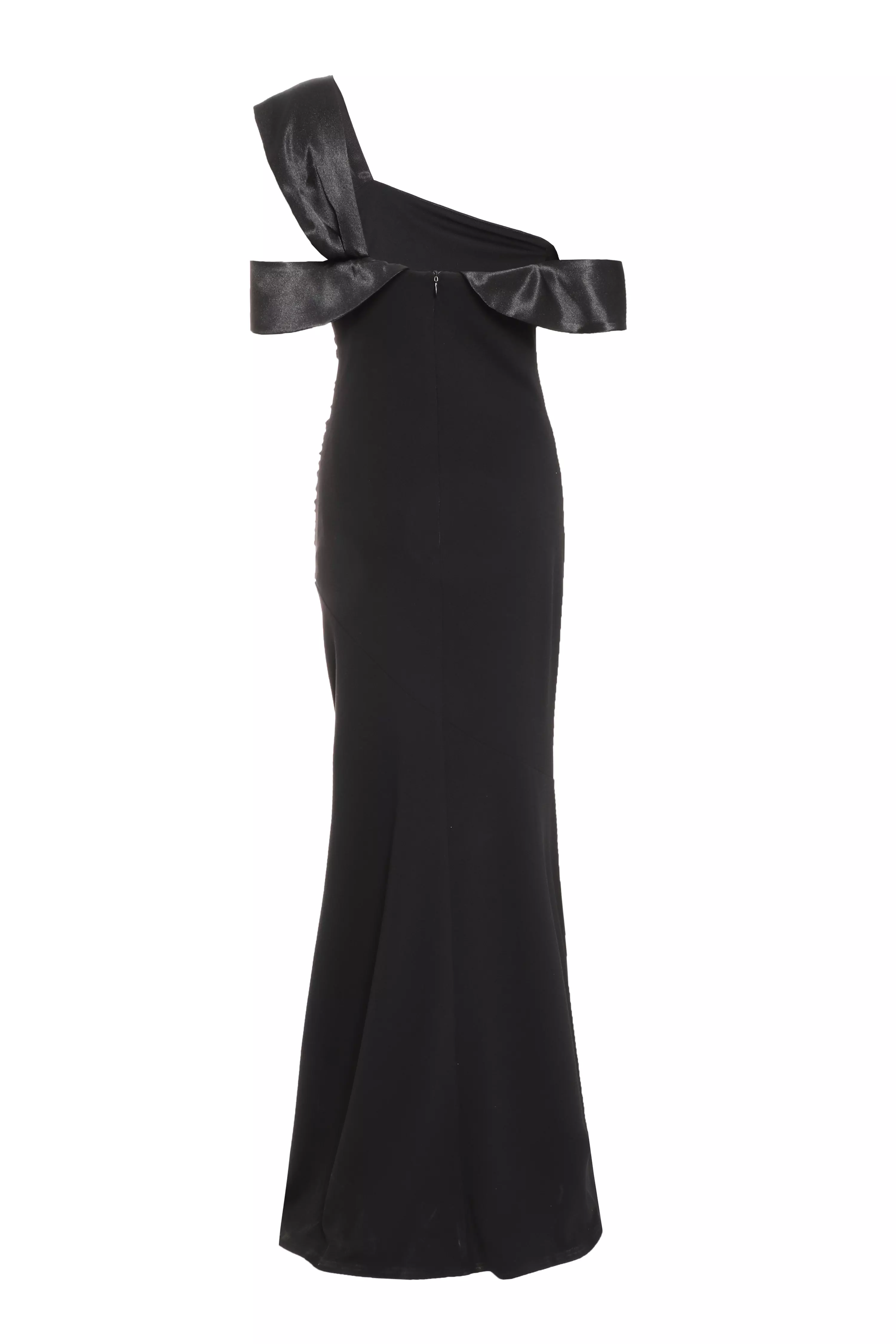 Black Asymmetric Bardot Maxi Dress