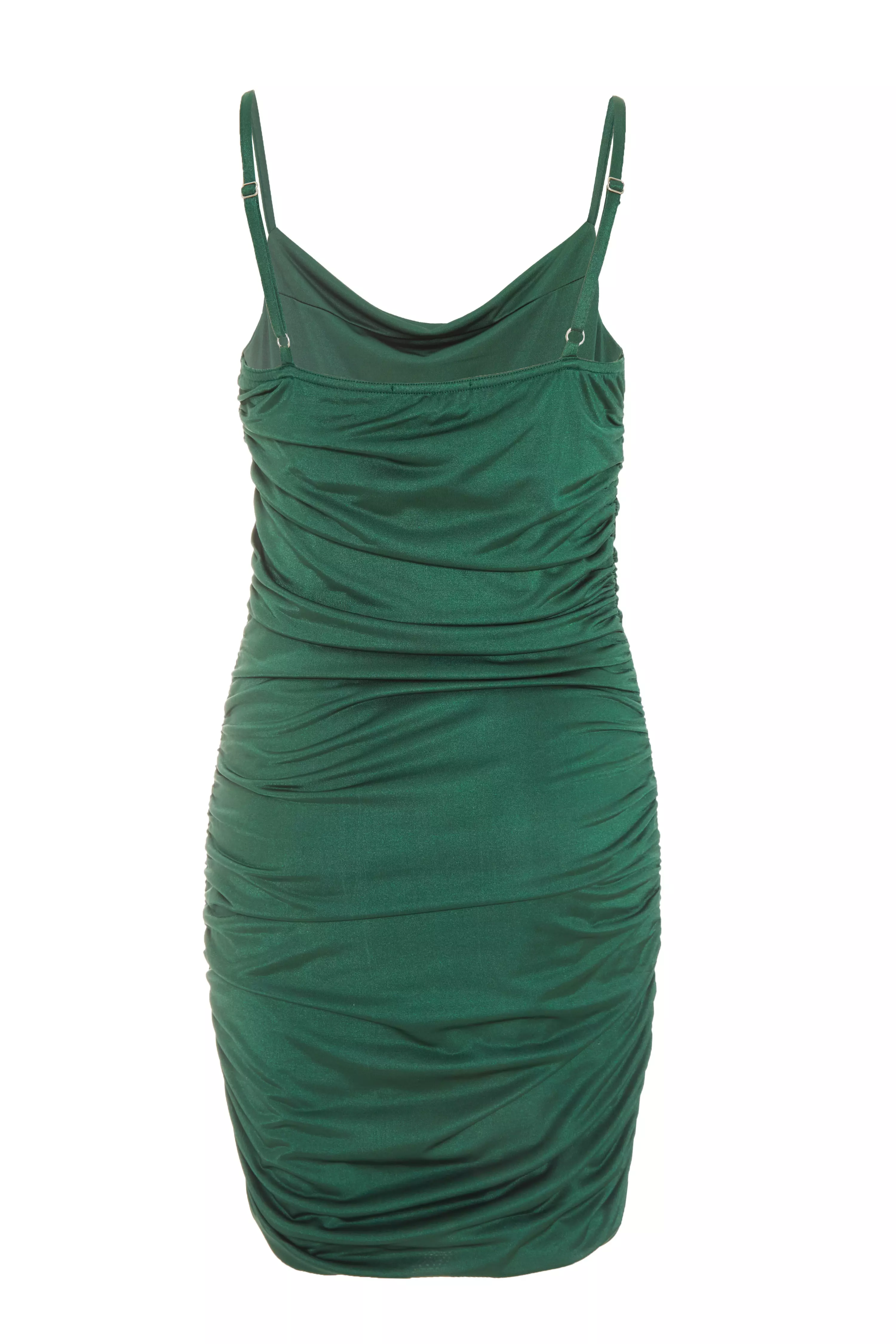 Bottle Green Ruched Bodycon Mini Dress