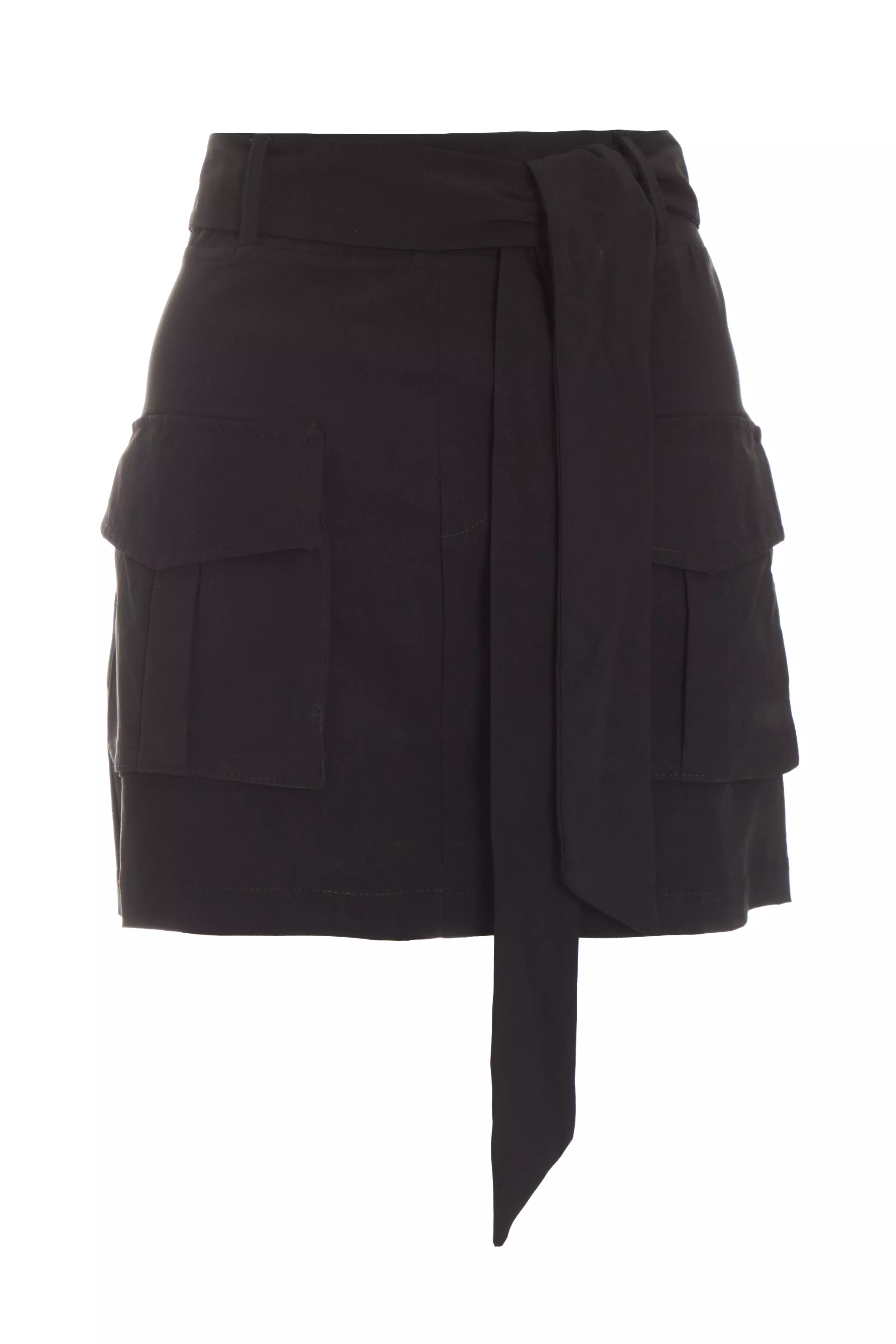 Black Cargo Mini Skirt
