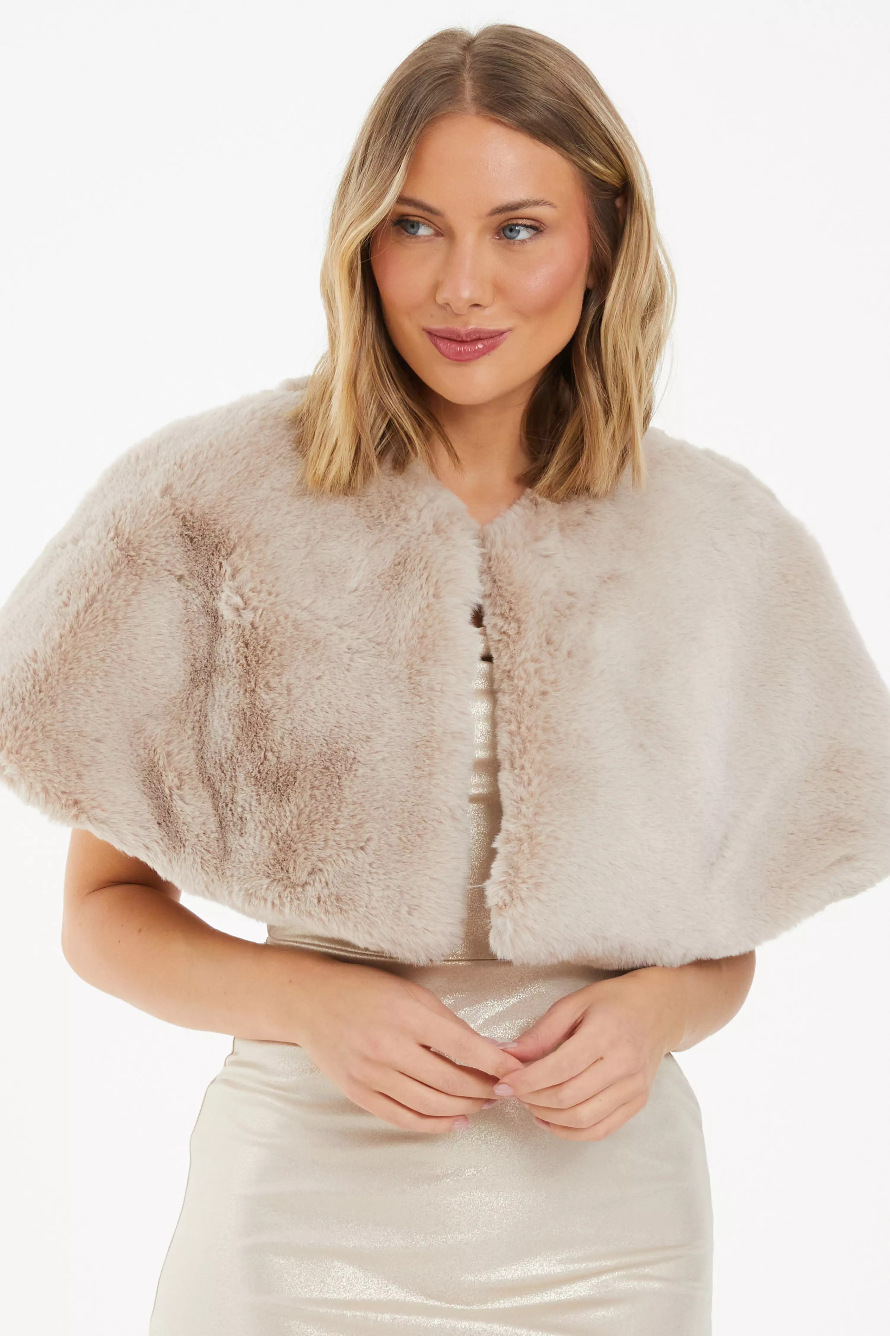 Beige Faux Fur Wrap