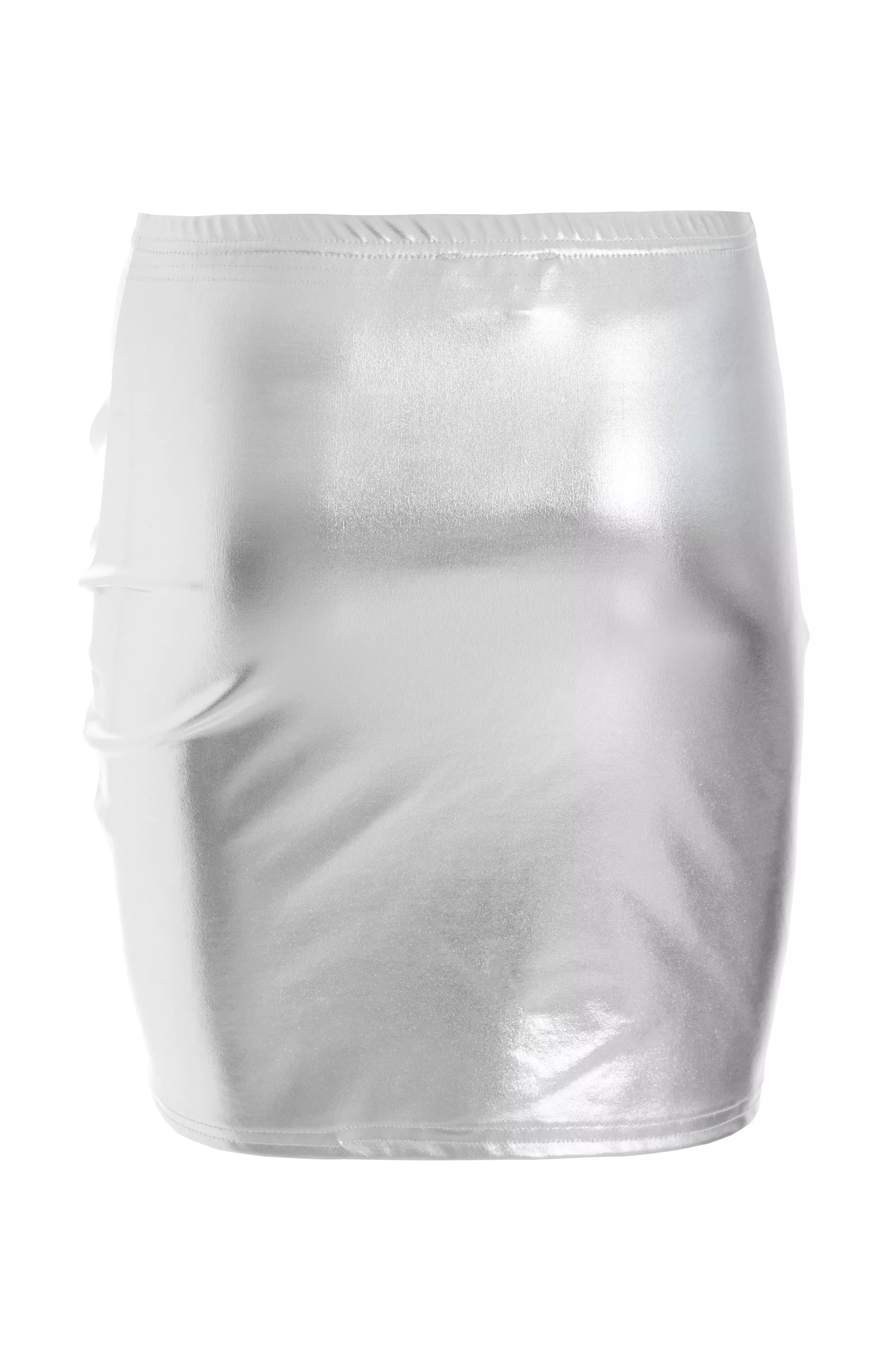 Silver Foil Knot Front Mini Skirt