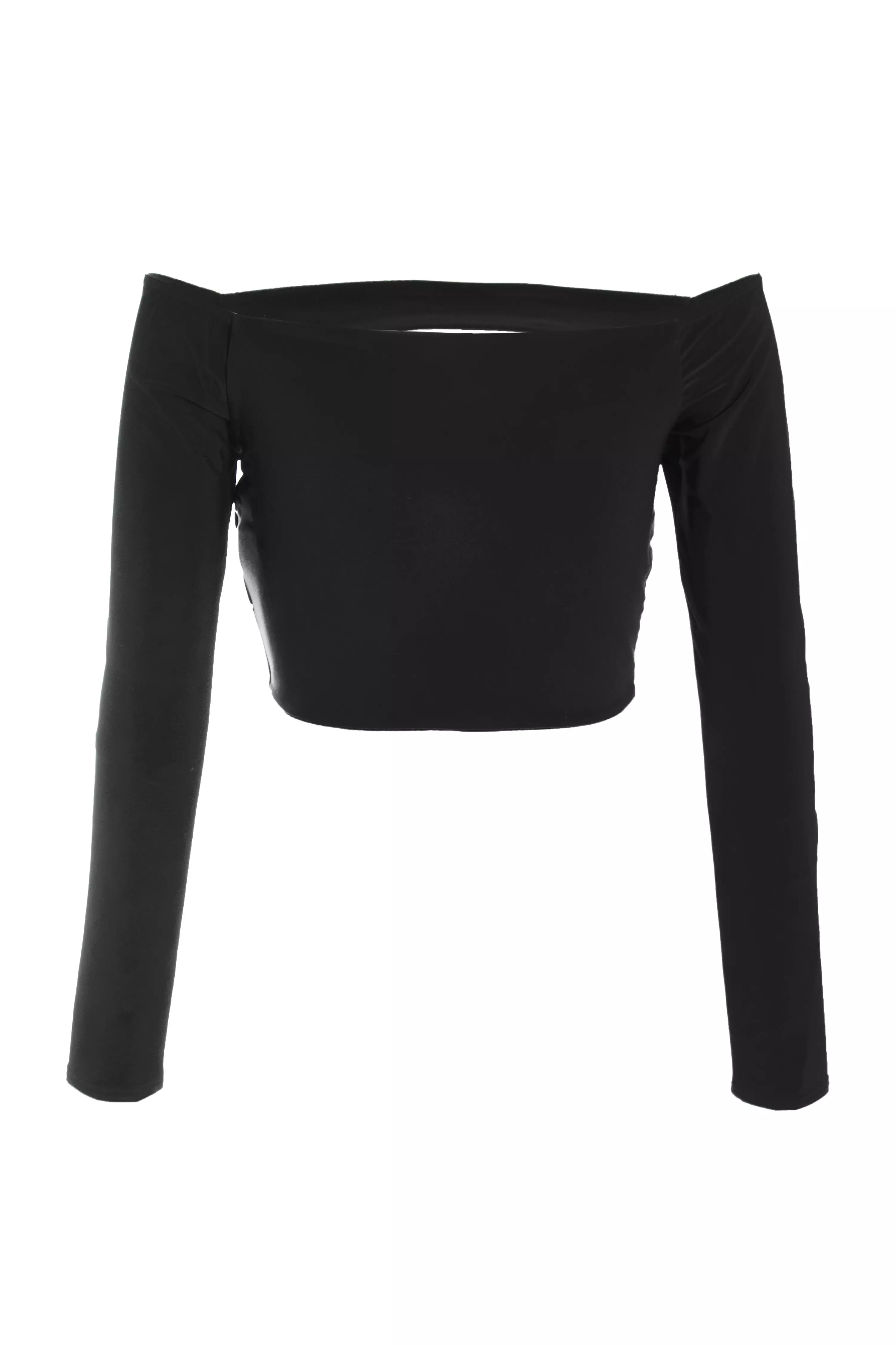 Black Bardot Cut Out Crop Top