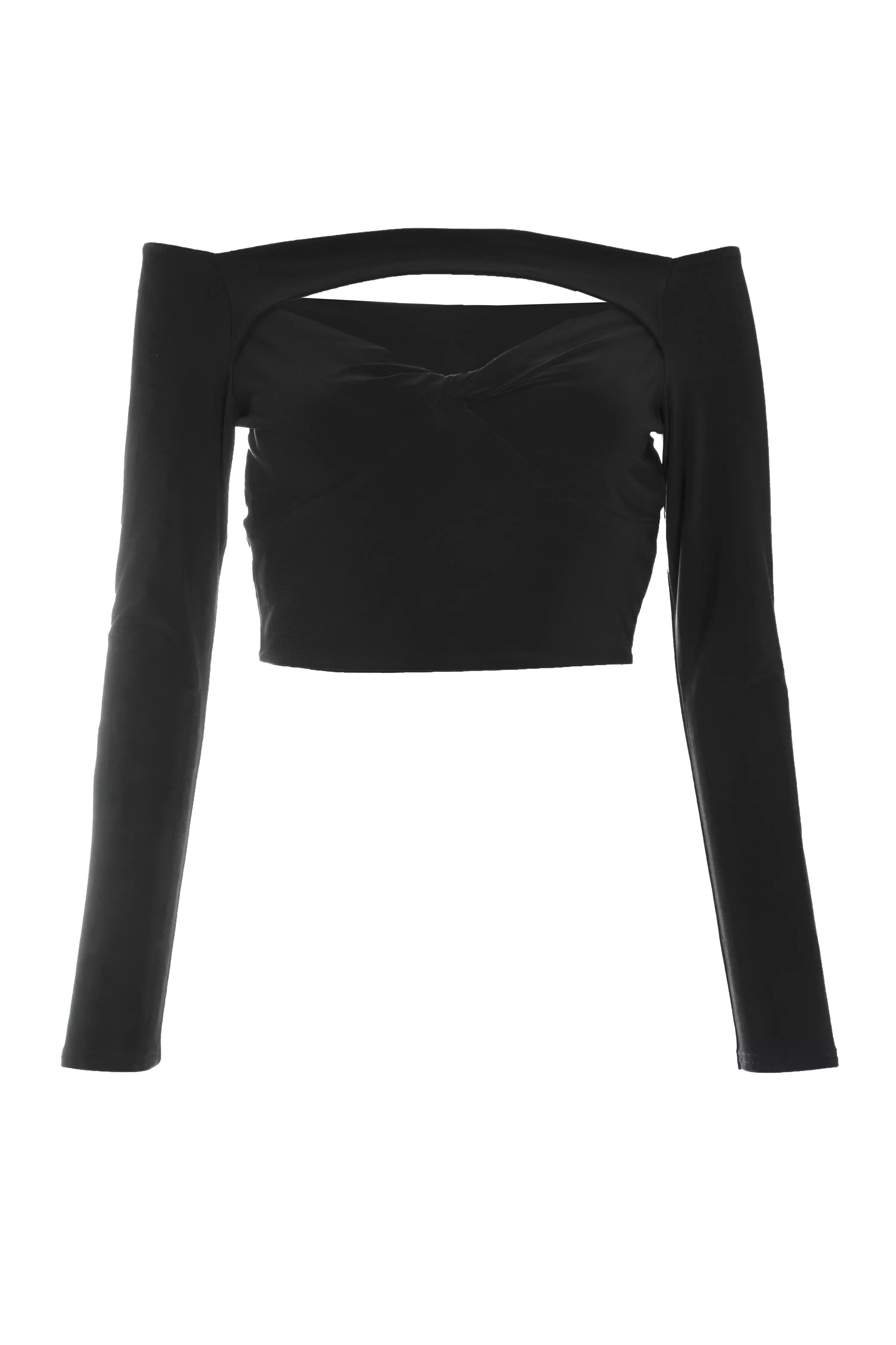 Black Bardot Cut Out Crop Top