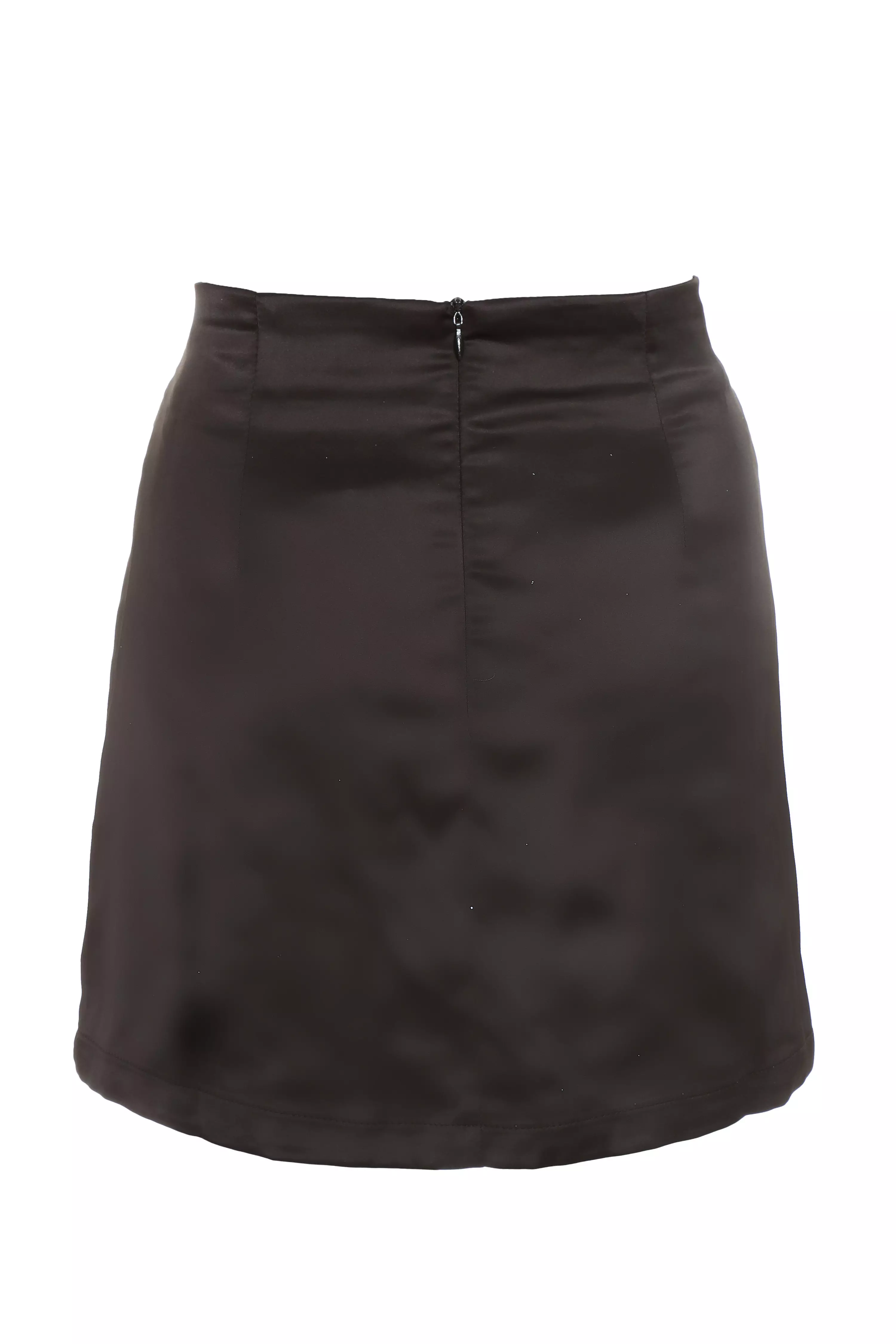 Black Satin Lace Up Mini Skirt