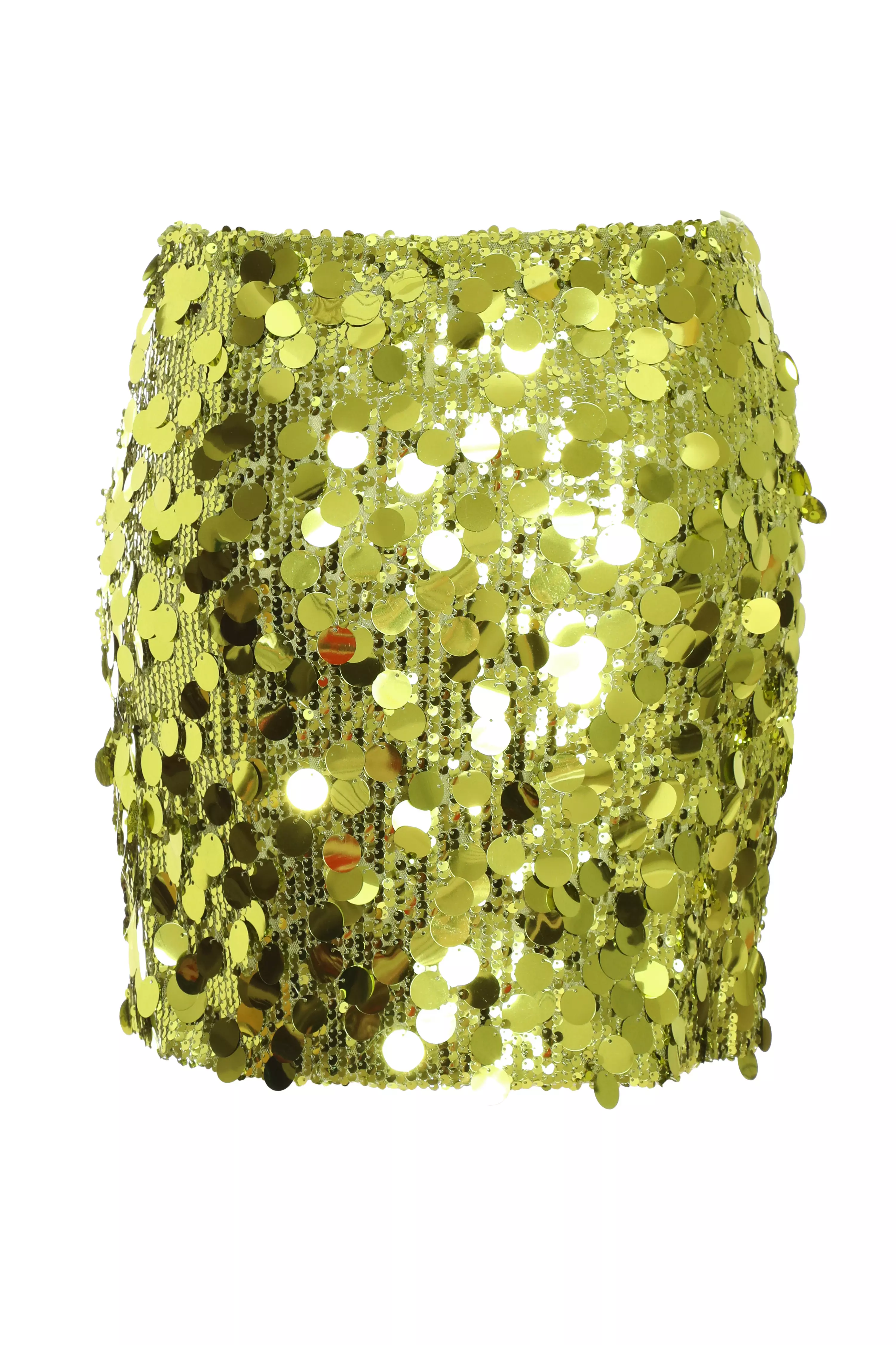 Lime Green Disc Sequin Mini Skirt