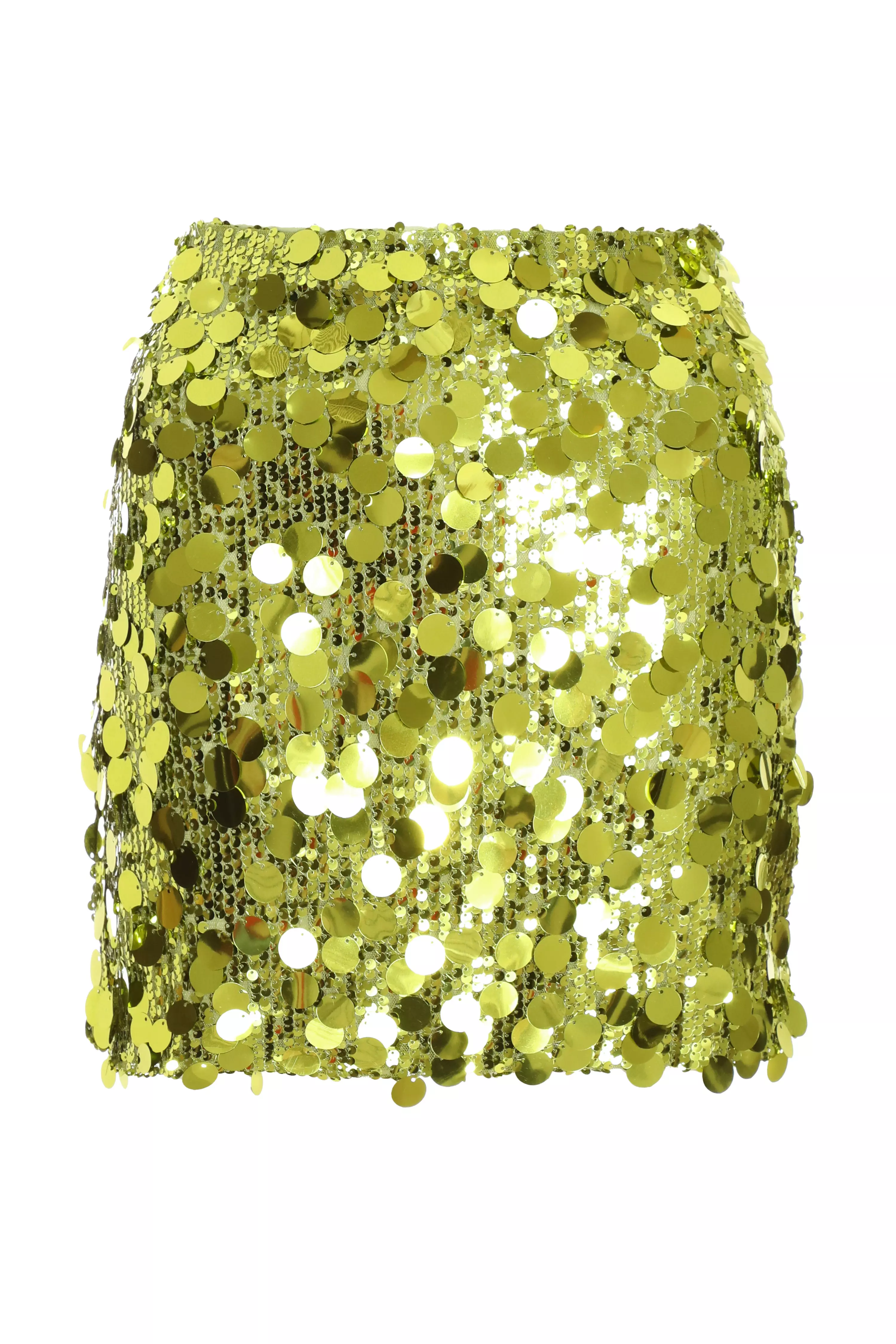 Lime Green Disc Sequin Mini Skirt