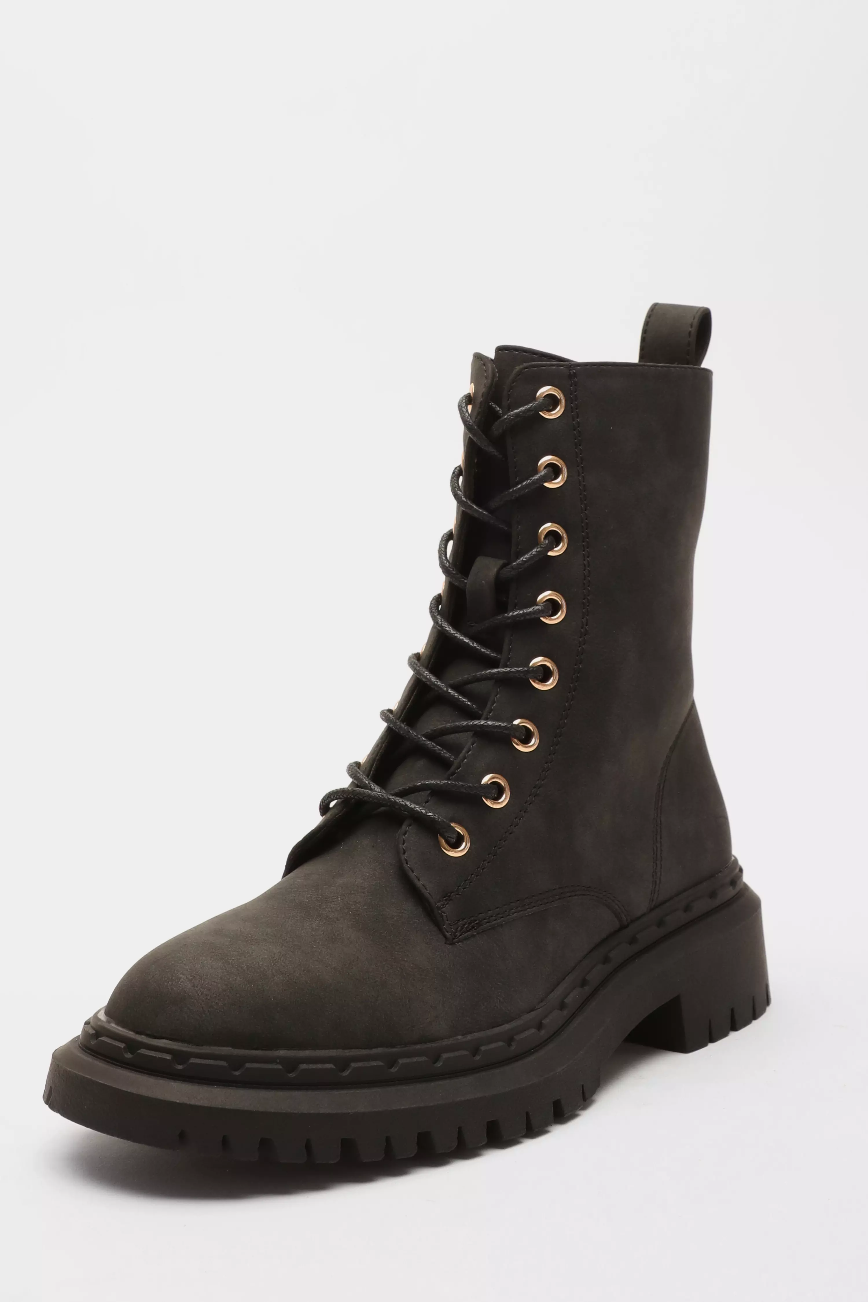 Faux suede 2024 combat boots