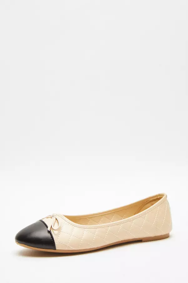 Nude Quilted Ballet Flats