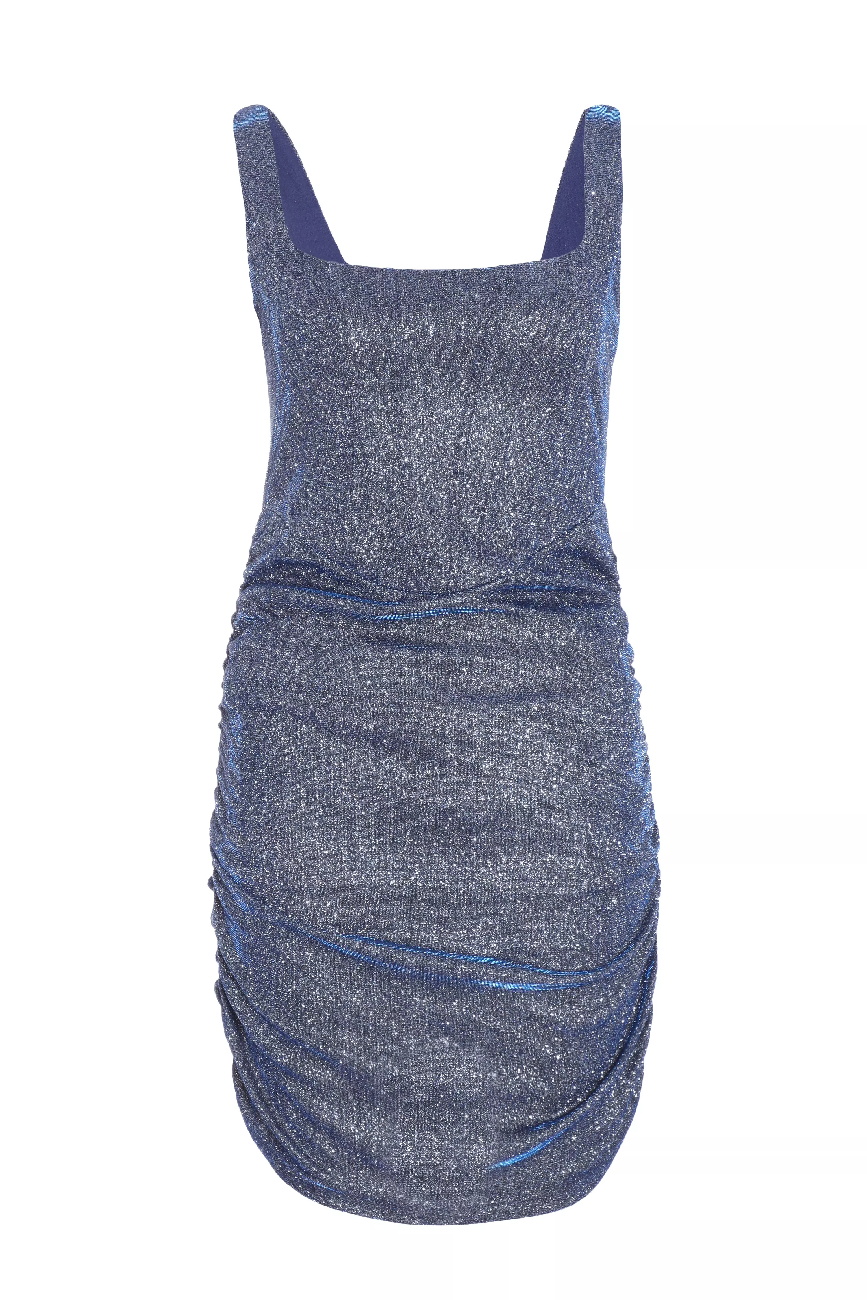 Blue Glitter Corset Bodycon Mini Dress