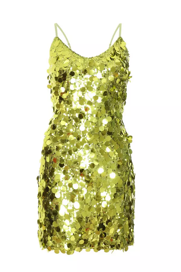 Lime Green Sequin Bodycon Dress
