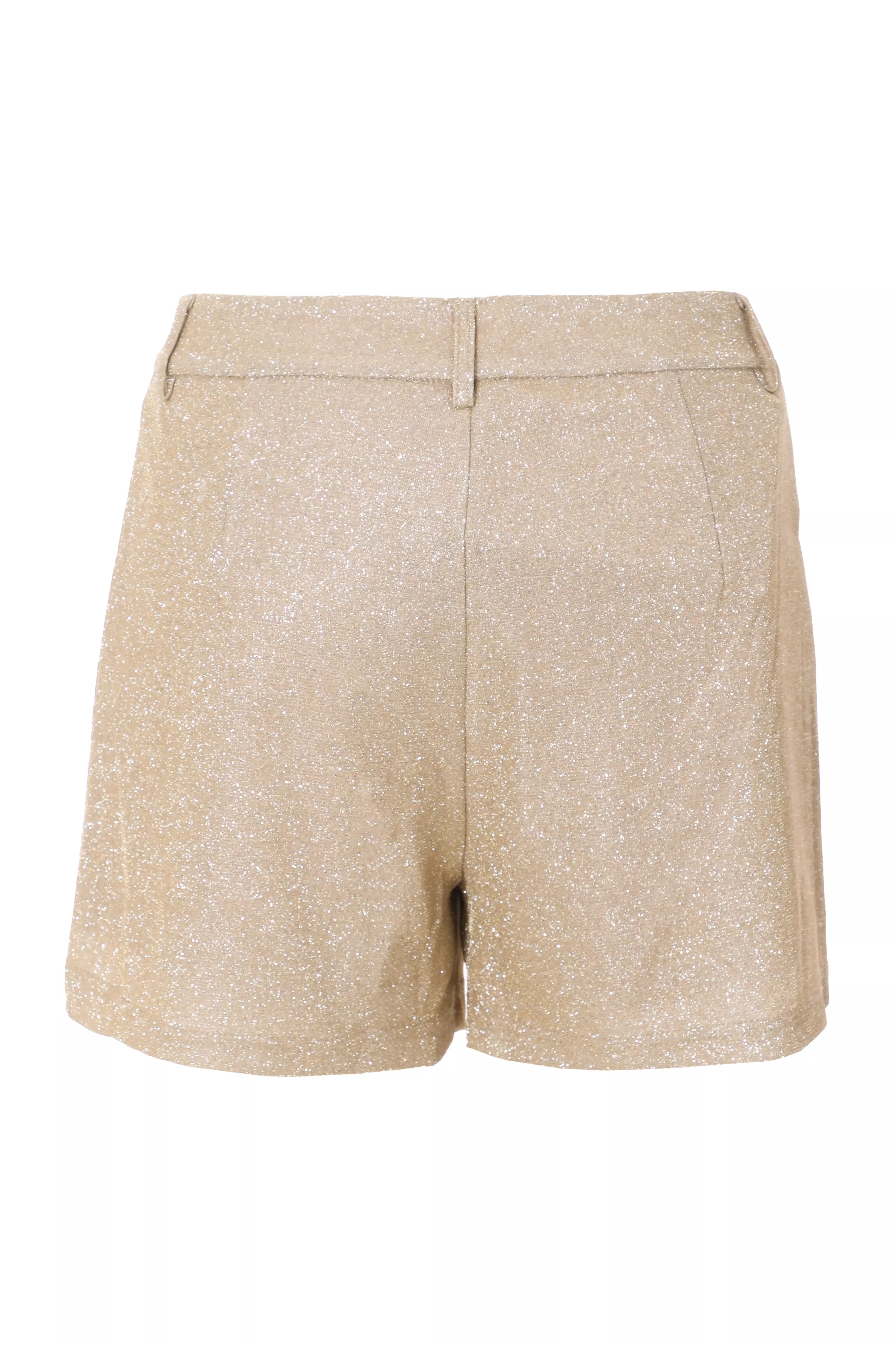 Petite Champagne Glitter Tailored Shorts