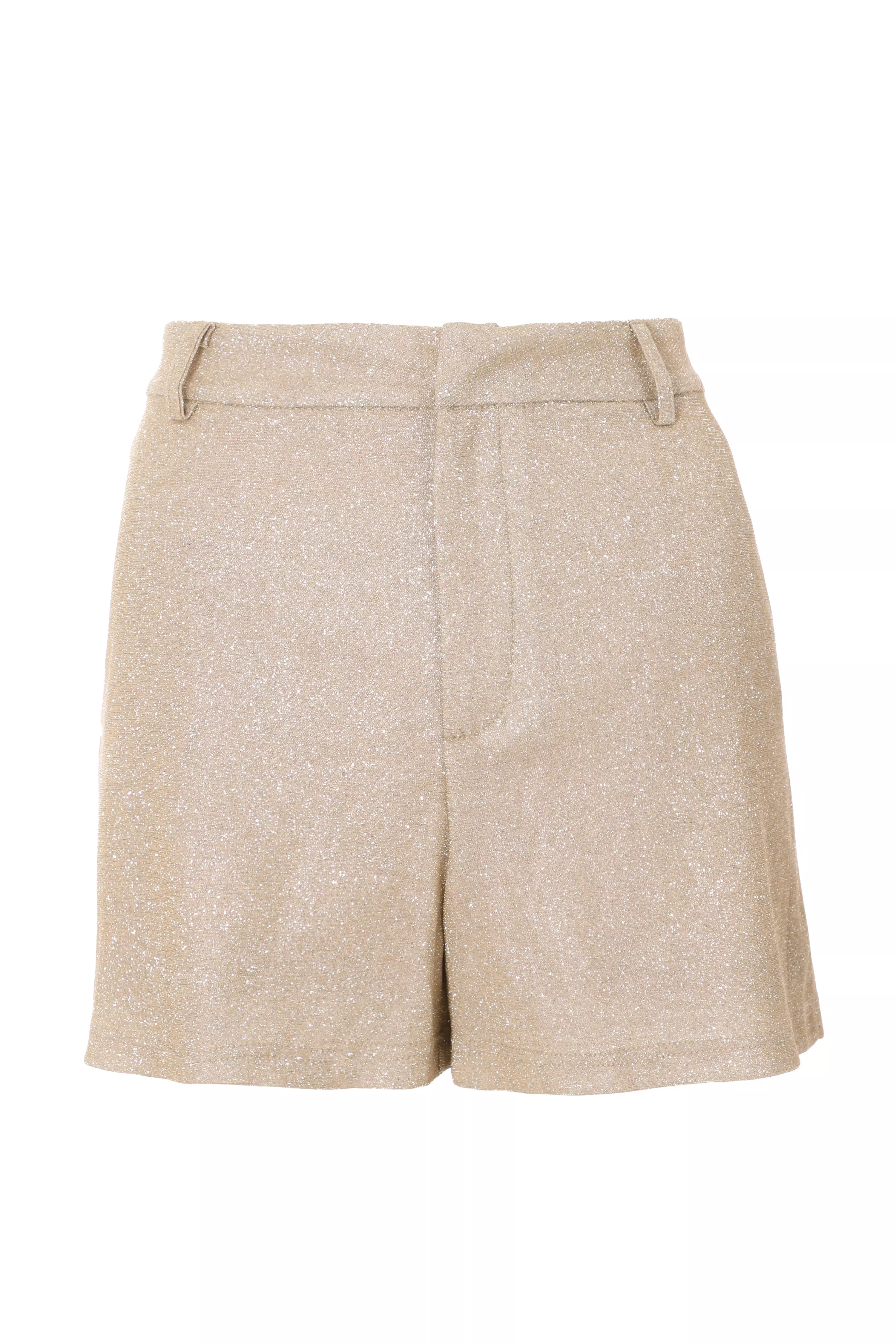 Petite Champagne Glitter Tailored Shorts