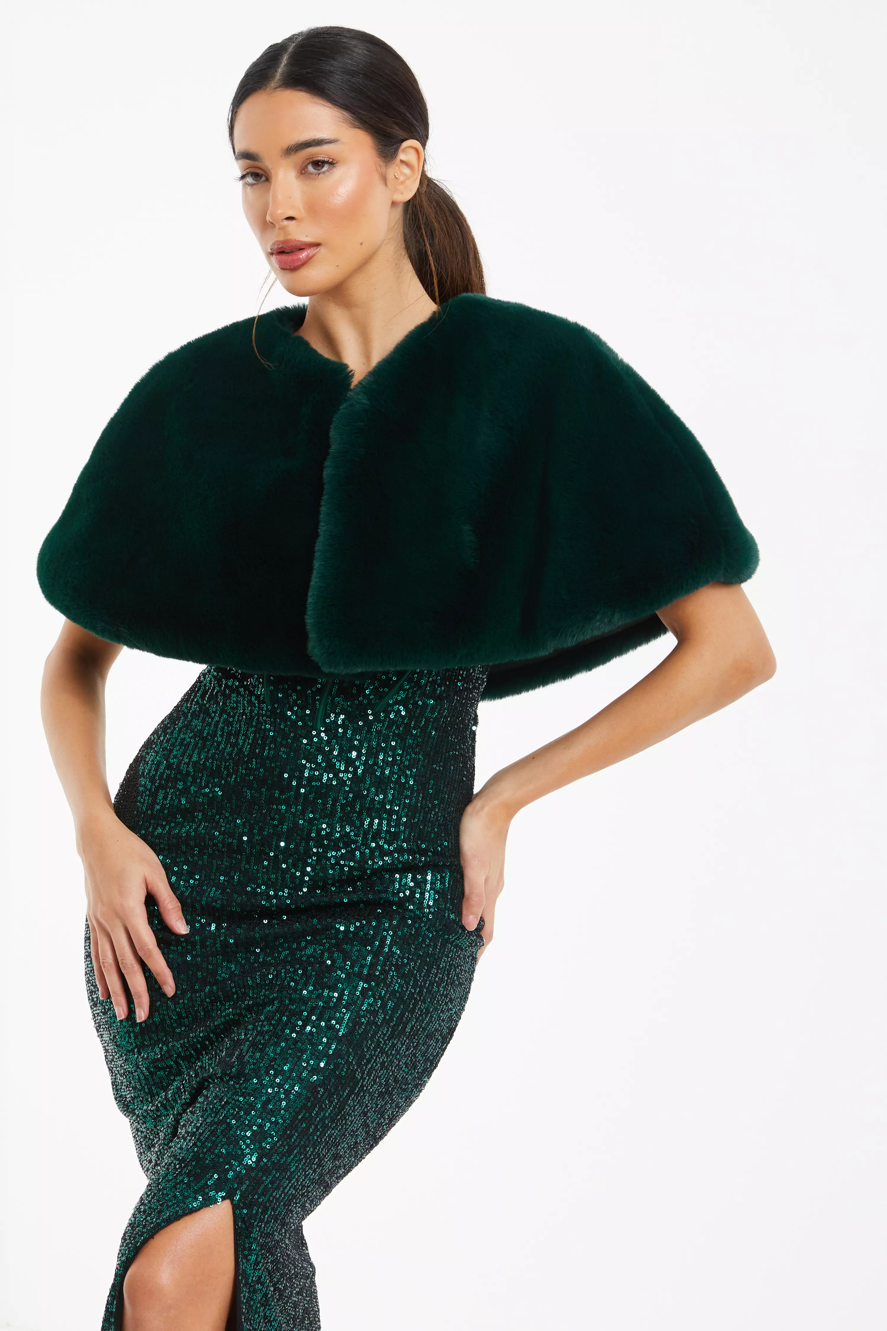 Green Faux Fur Wrap