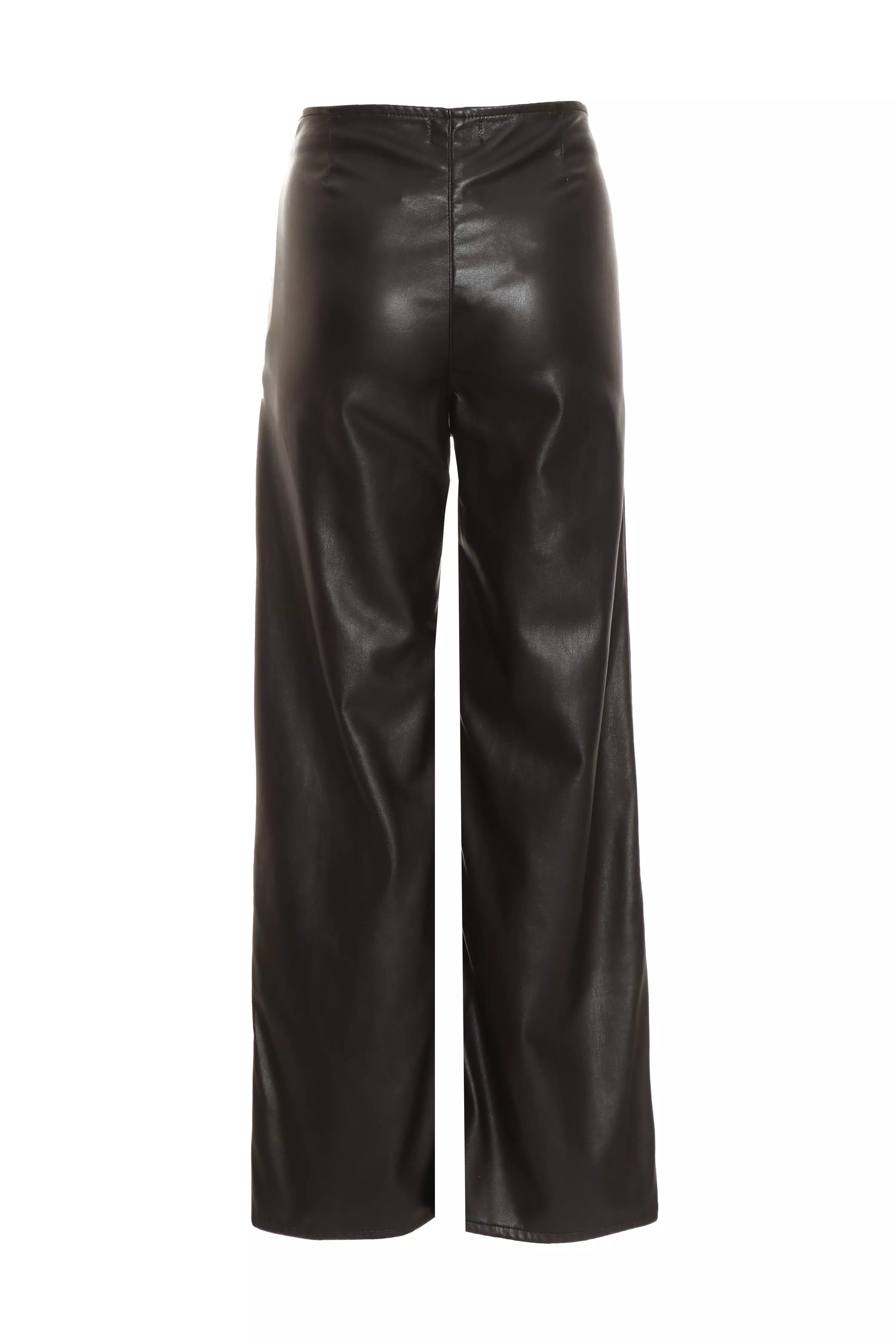 Black Studded Faux Leather Trousers