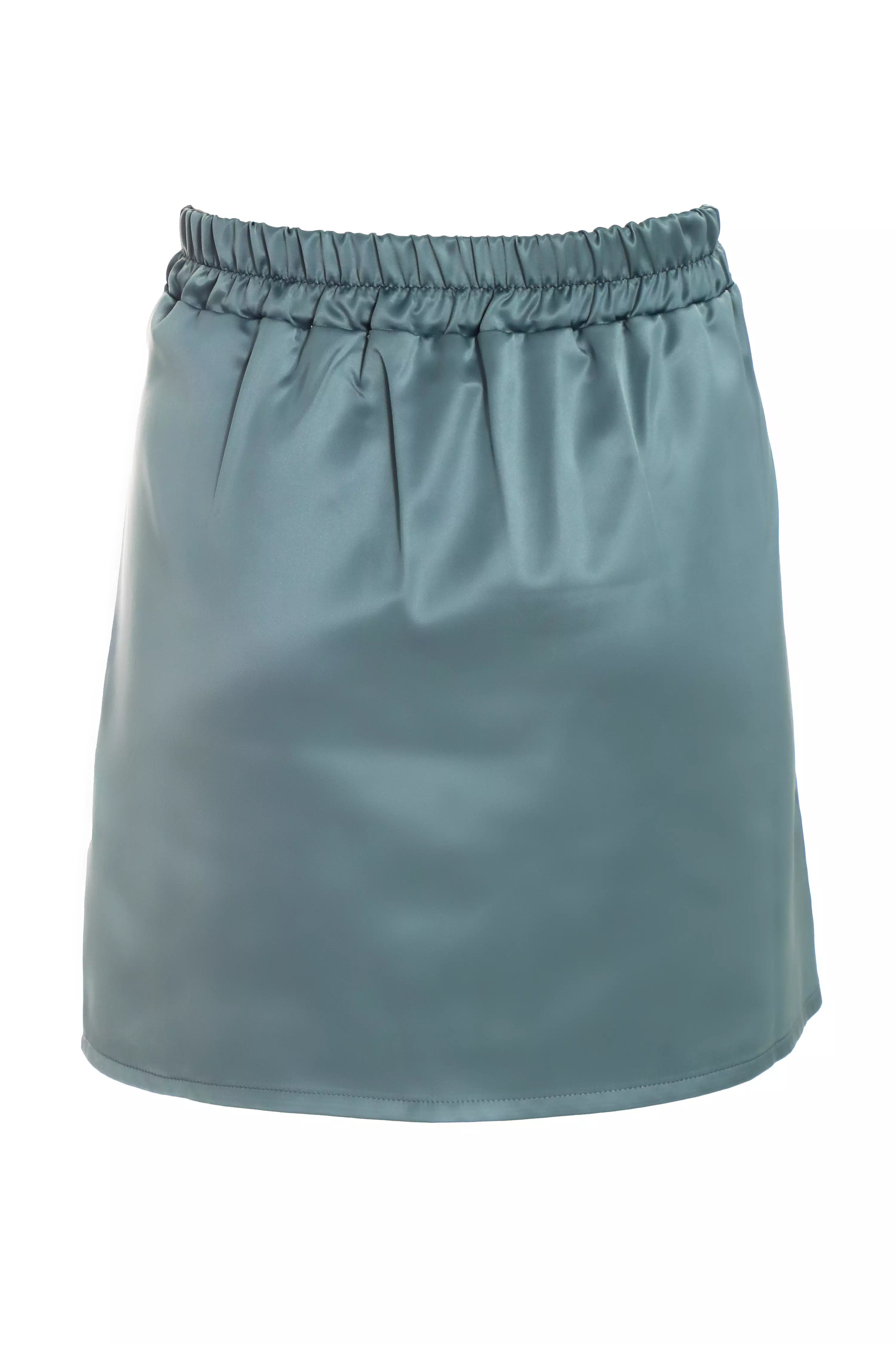 Grey Satin Cargo Mini Skirt