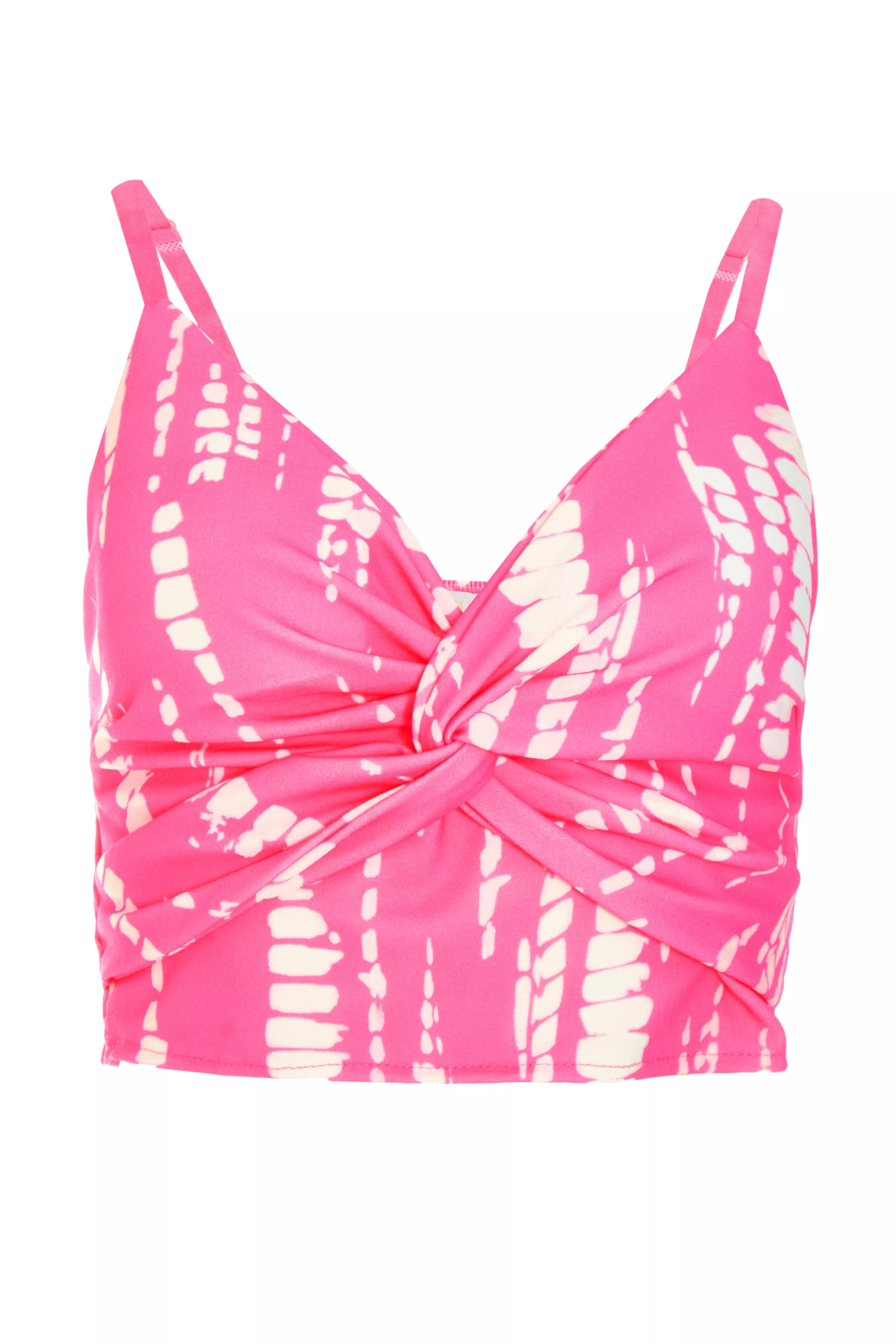 Pink Twist Front Crop Top