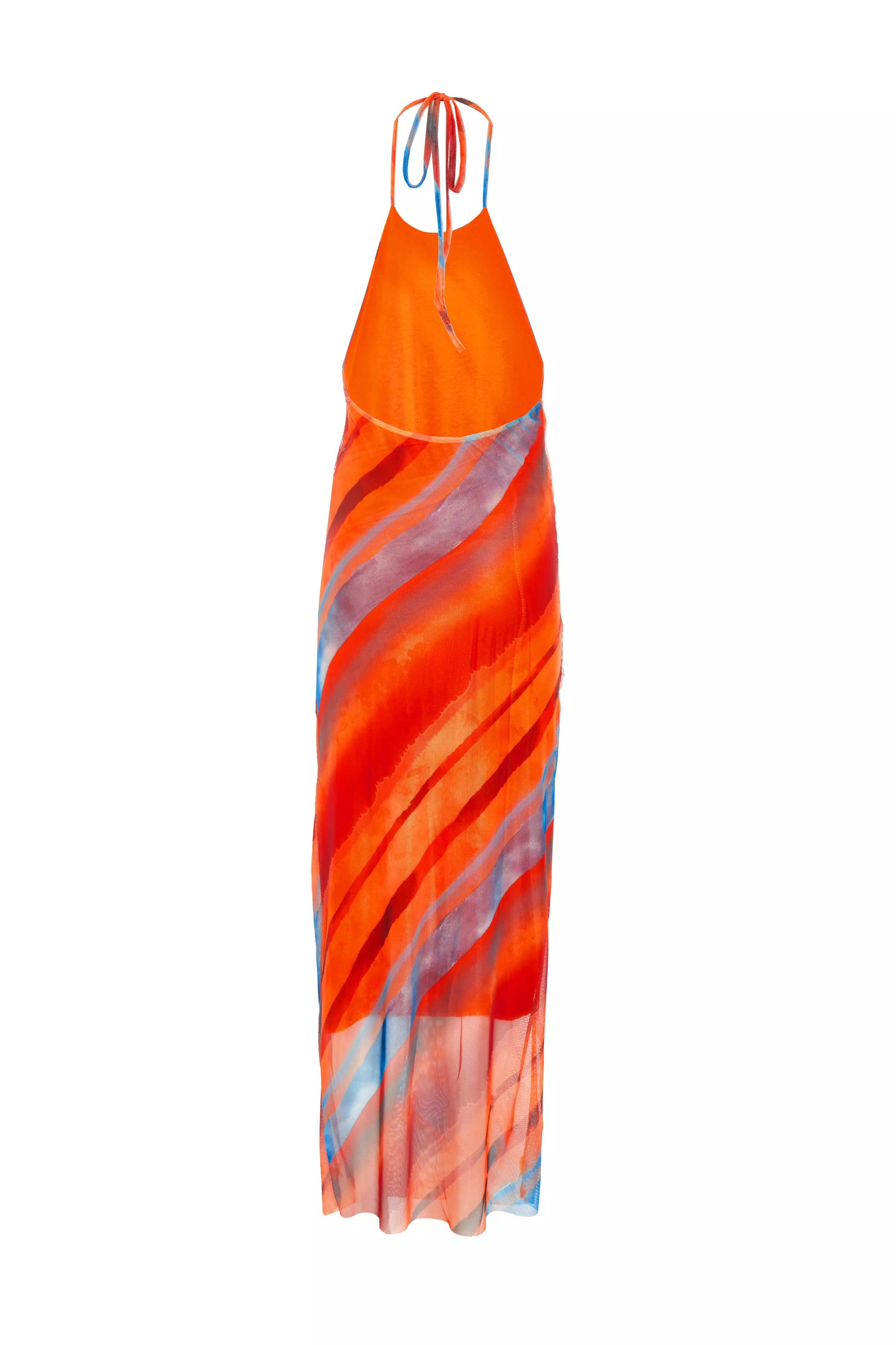 Orange Marble Print Bodycon Midi Dress