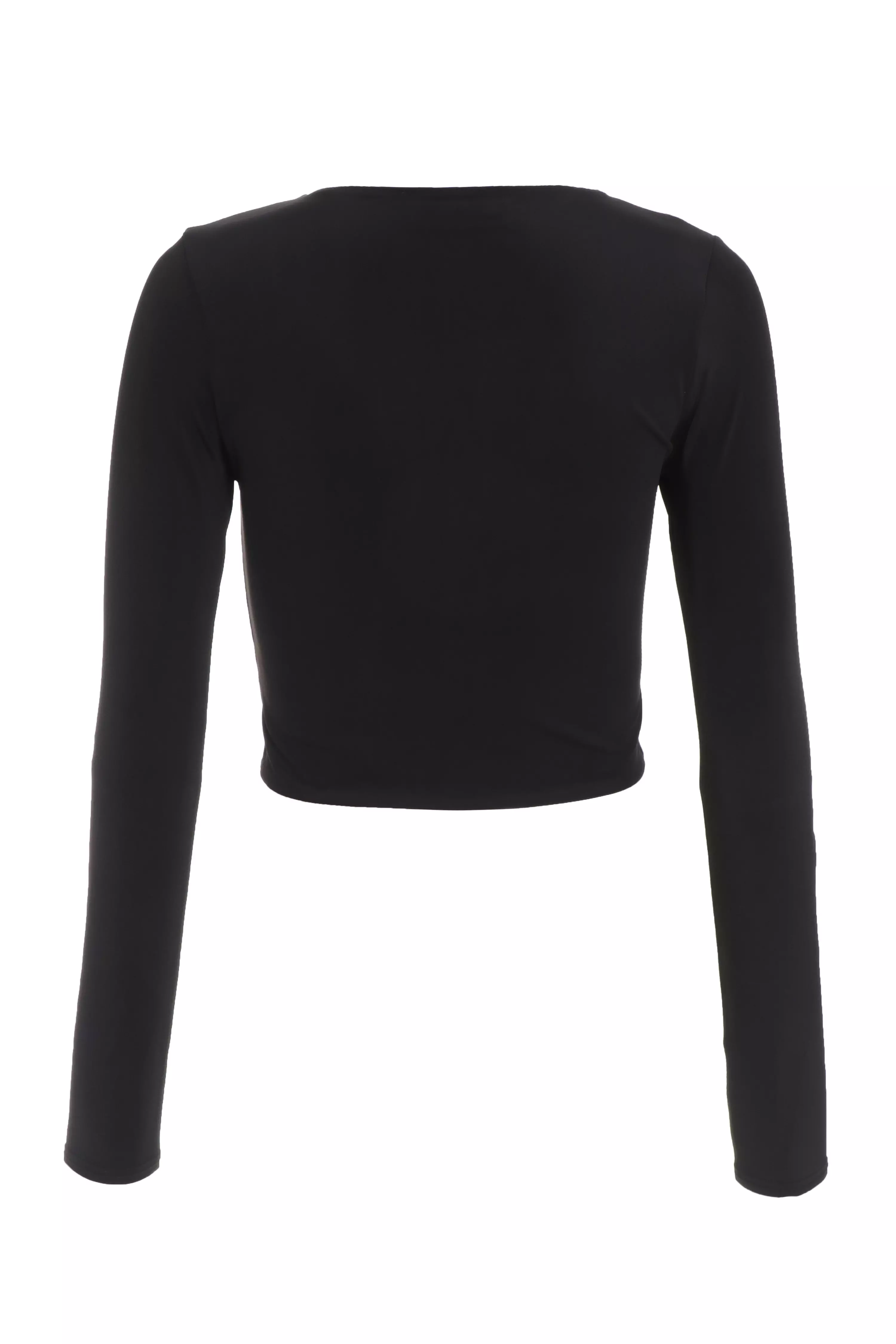 Black Long Sleeve Crop Top